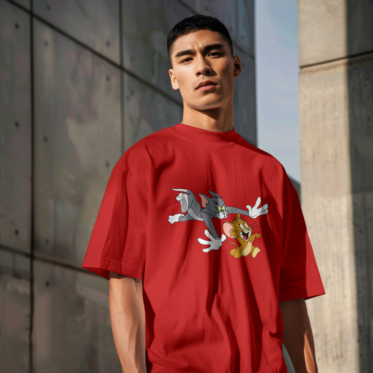Tom and Jerry : Chase Graphic Printed Oversized T-shirt for Men
