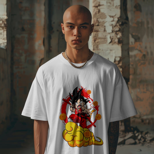 Goku on Nimbus : Graphic Printed Oversized T-shirt for Men