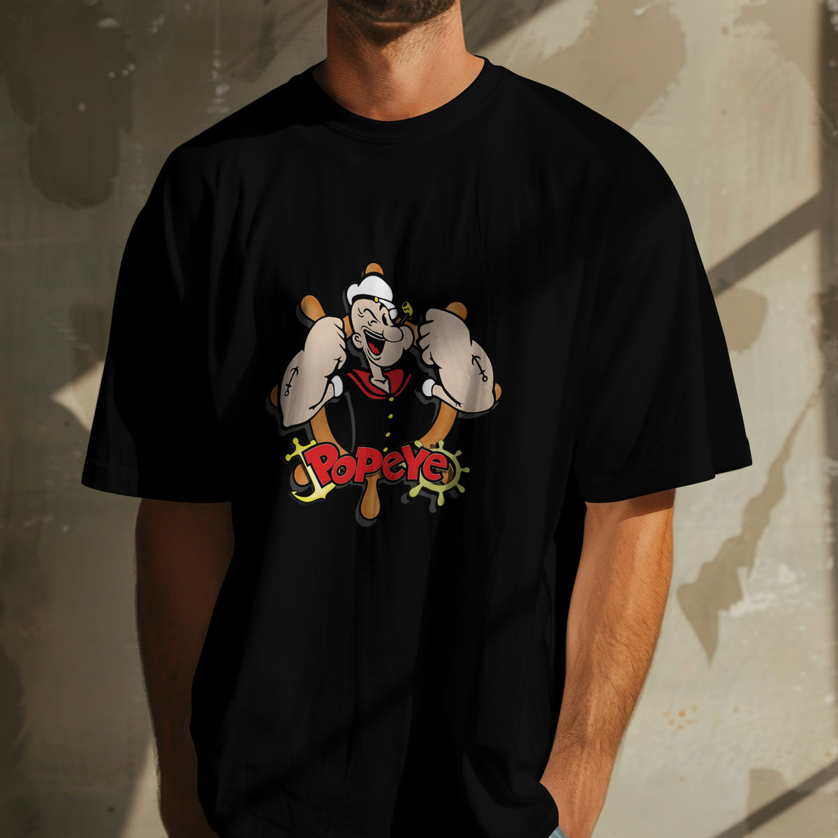 Popeye - Oversized Graphic Printed T-Shirt for Men