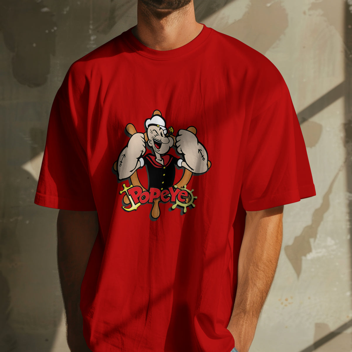 Popeye - Oversized Graphic Printed T-Shirt for Men