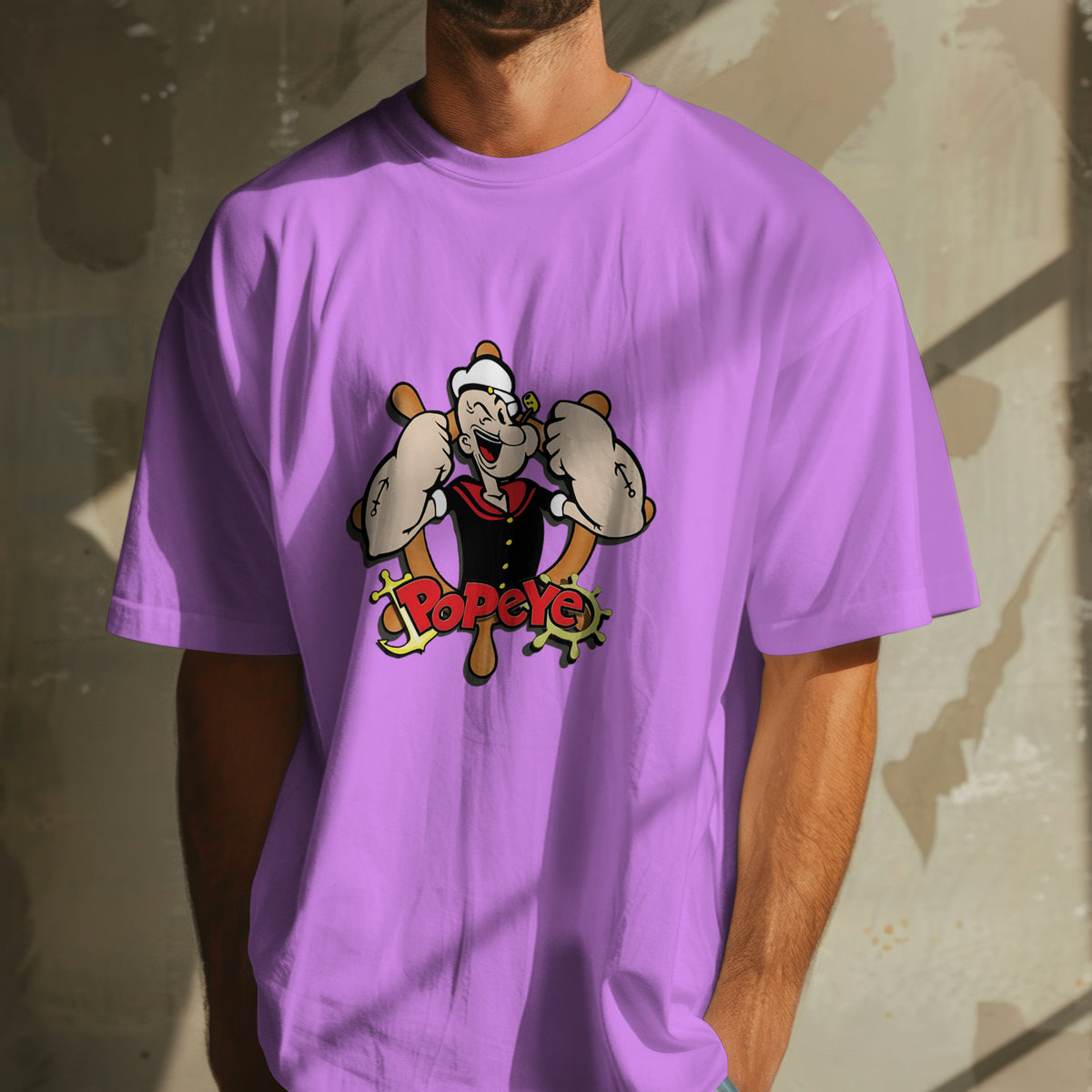 Popeye - Oversized Graphic Printed T-Shirt for Men