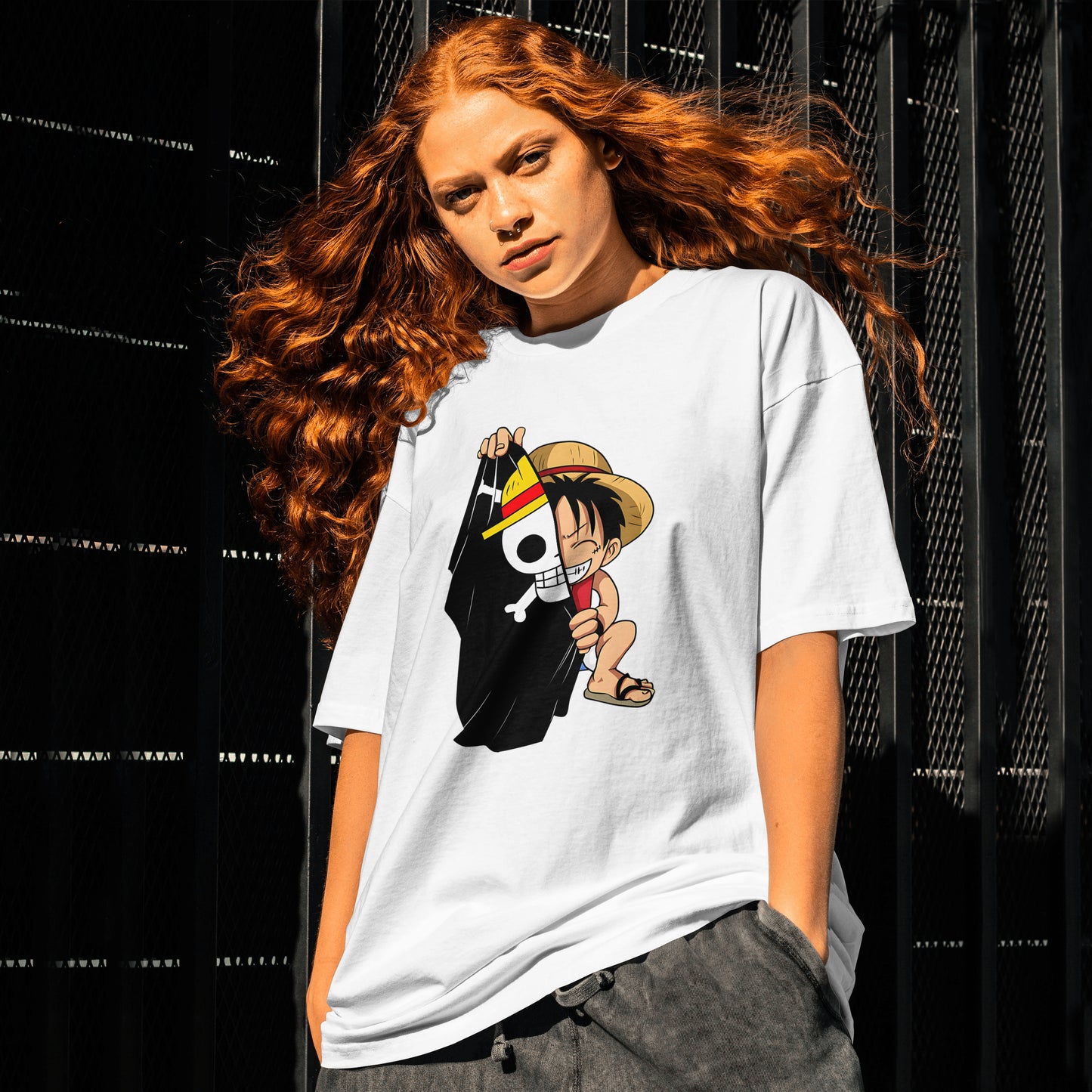 One Piece : Graphic Printed Oversized T-shirt for Women