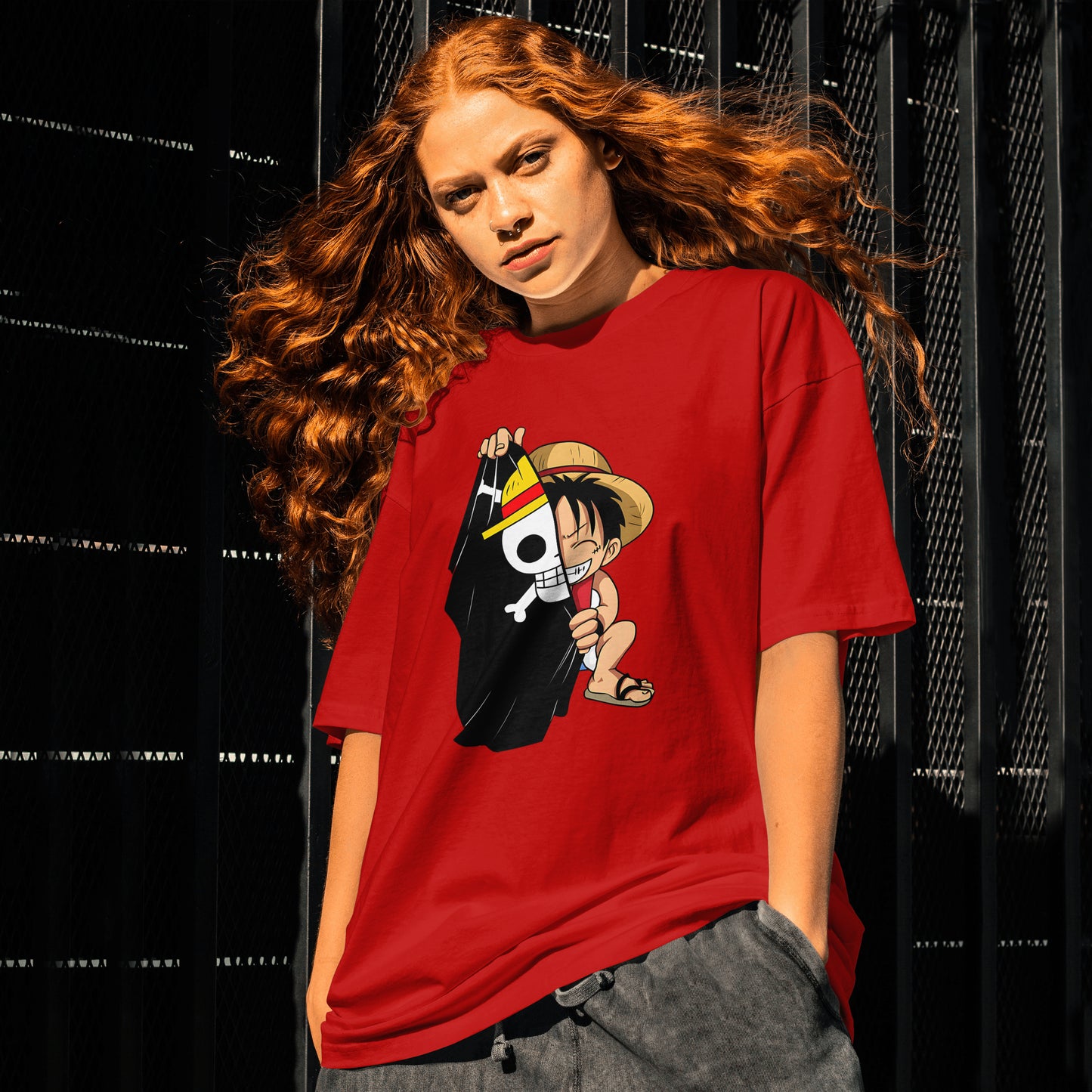 One Piece : Graphic Printed Oversized T-shirt for Women