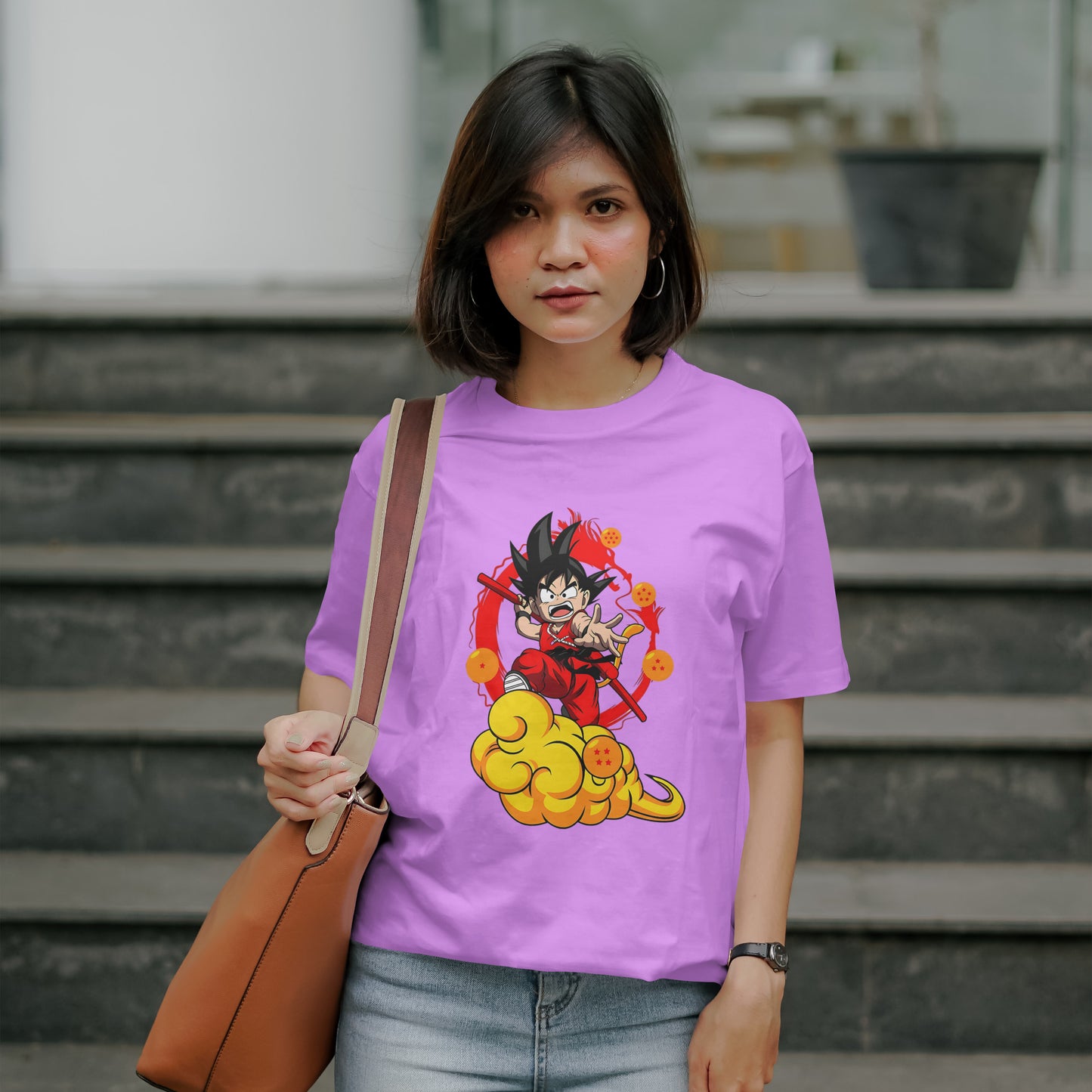 Goku on Nimbus : Graphic Printed Oversized T-shirt for Women