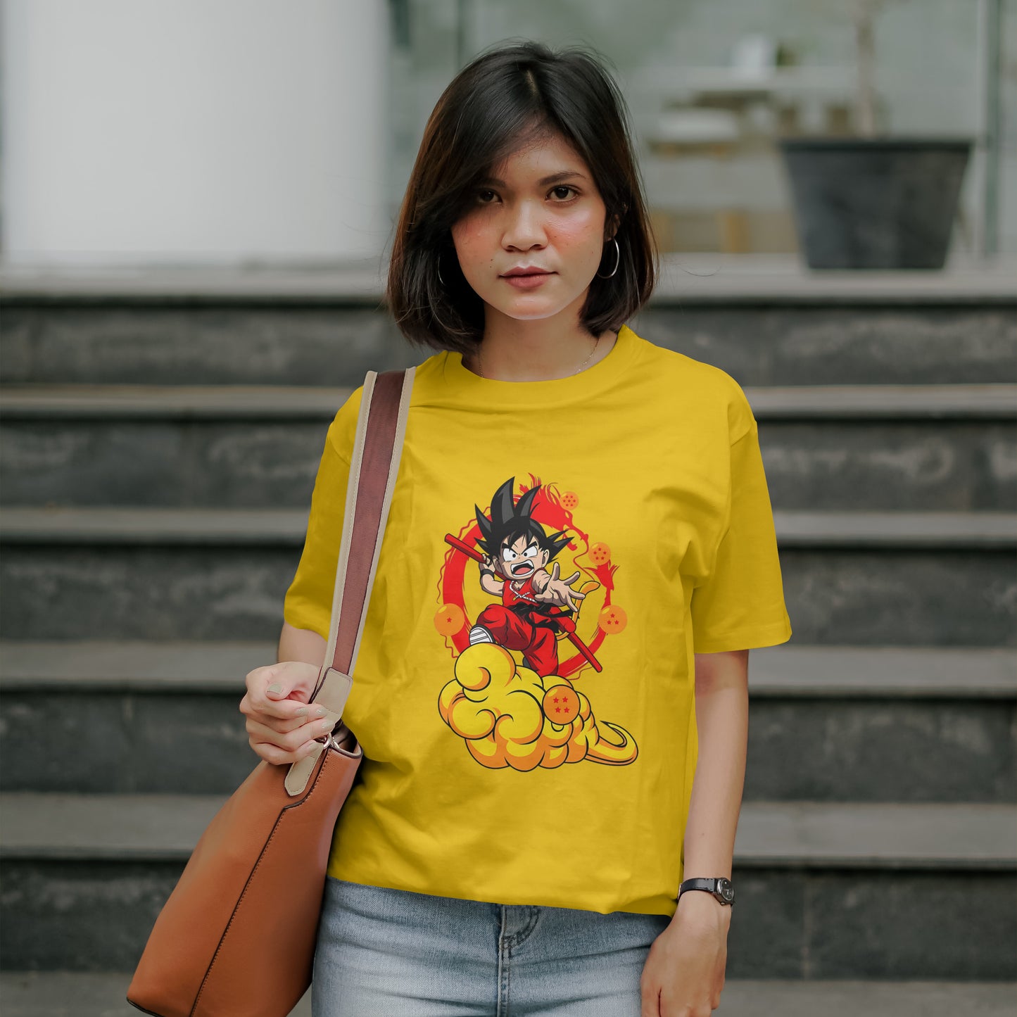 Goku on Nimbus : Graphic Printed Oversized T-shirt for Women