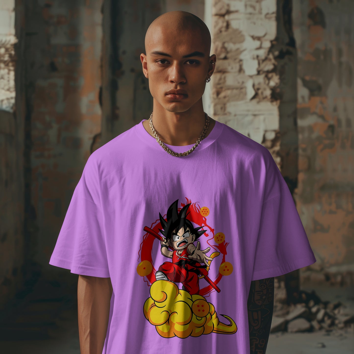Goku on Nimbus : Graphic Printed Oversized T-shirt for Men
