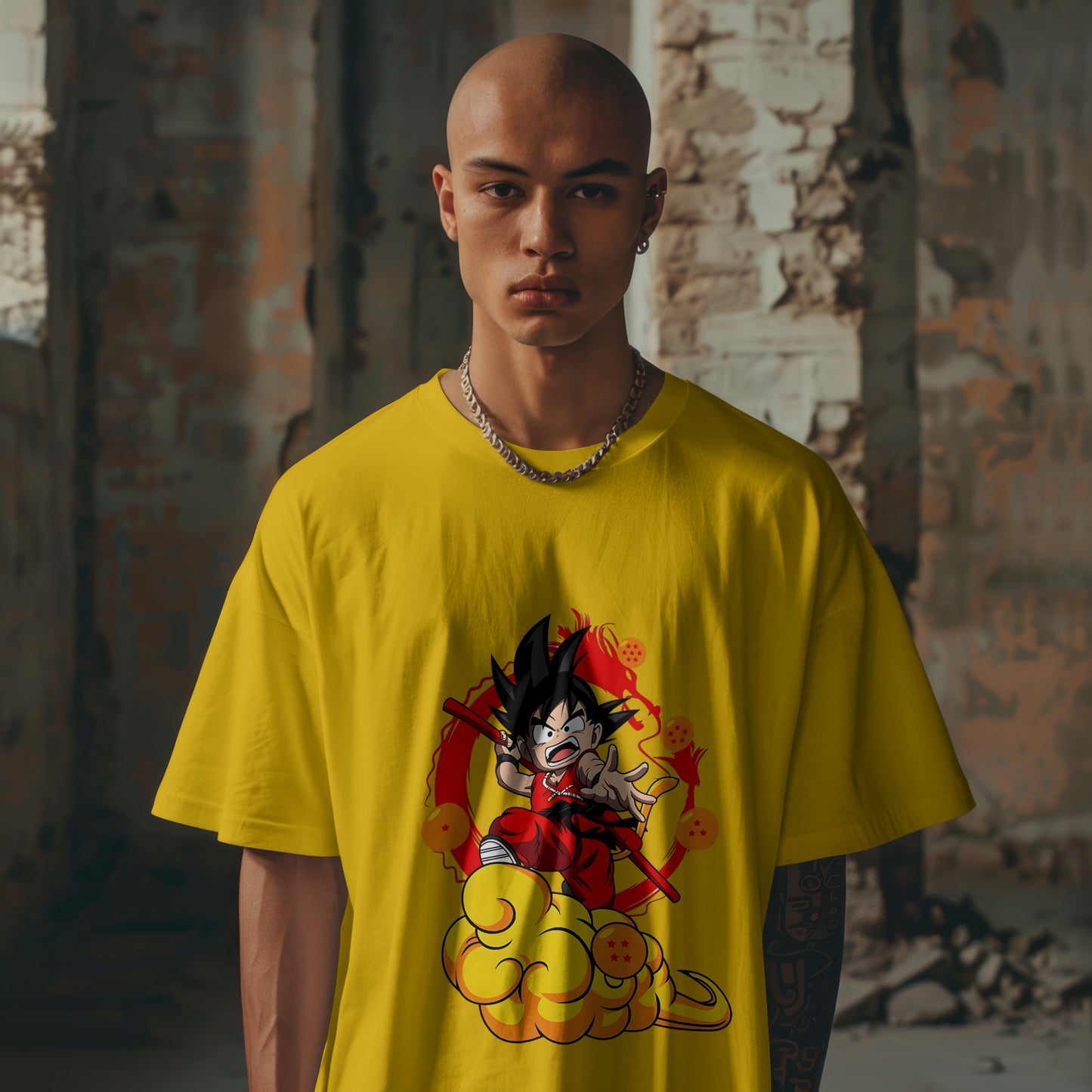 Goku on Nimbus : Graphic Printed Oversized T-shirt for Men