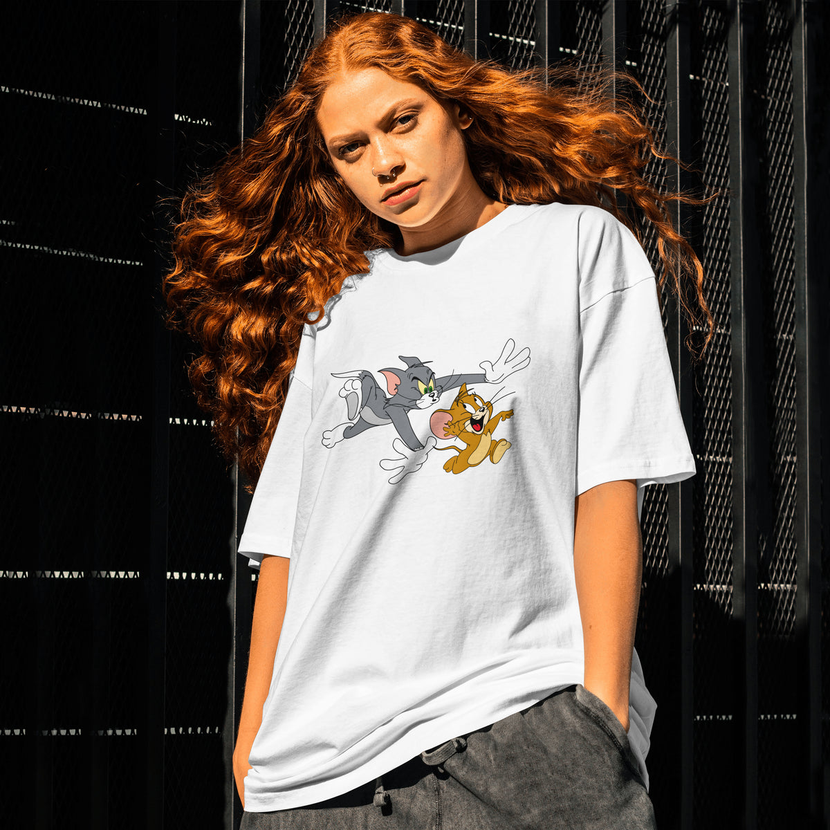 Tom and Jerry : Chase Graphic Printed Oversized T-shirt For Women