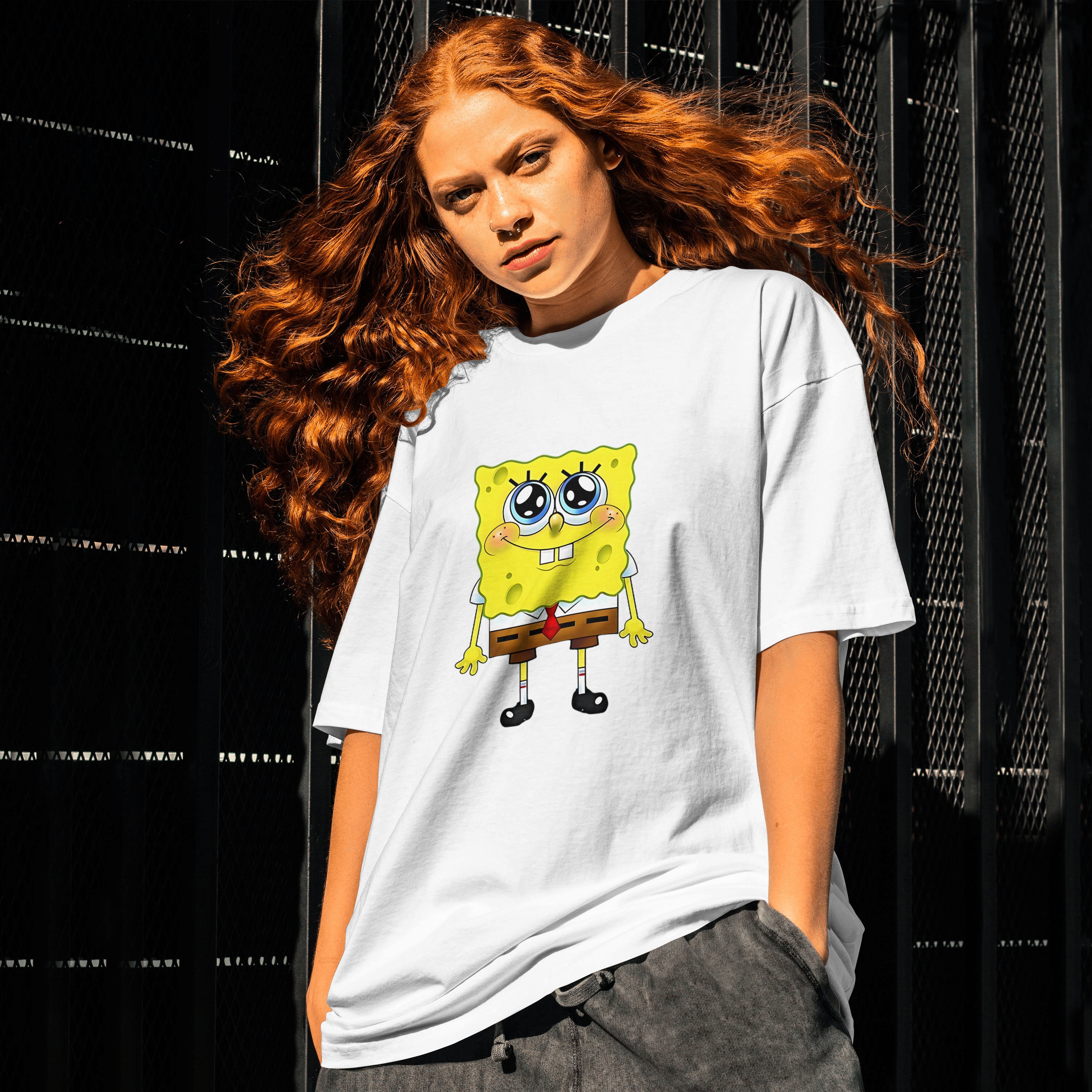 SpongeBob : Unisex Limited Edition Oversized Graphic Printed T-Shirt