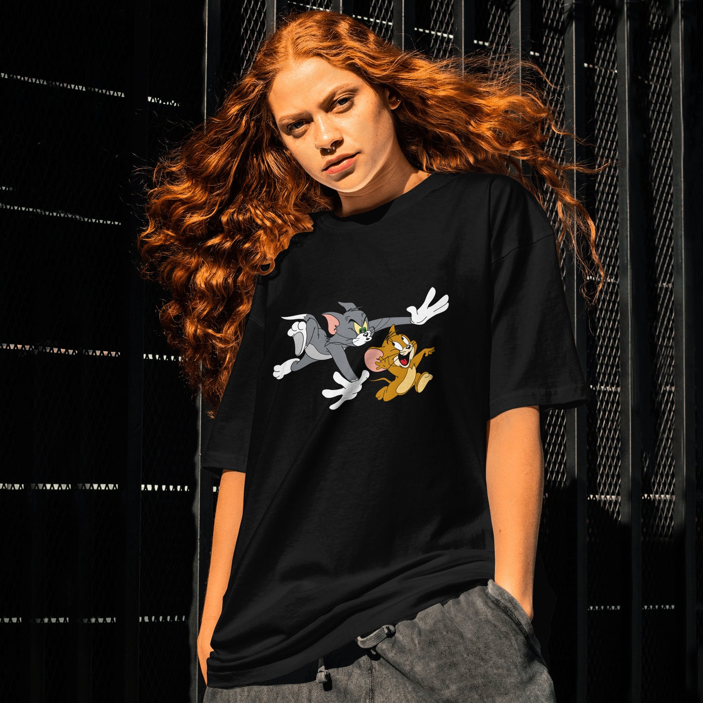 Tom and Jerry : Chase Graphic Printed Oversized T-shirt For Women