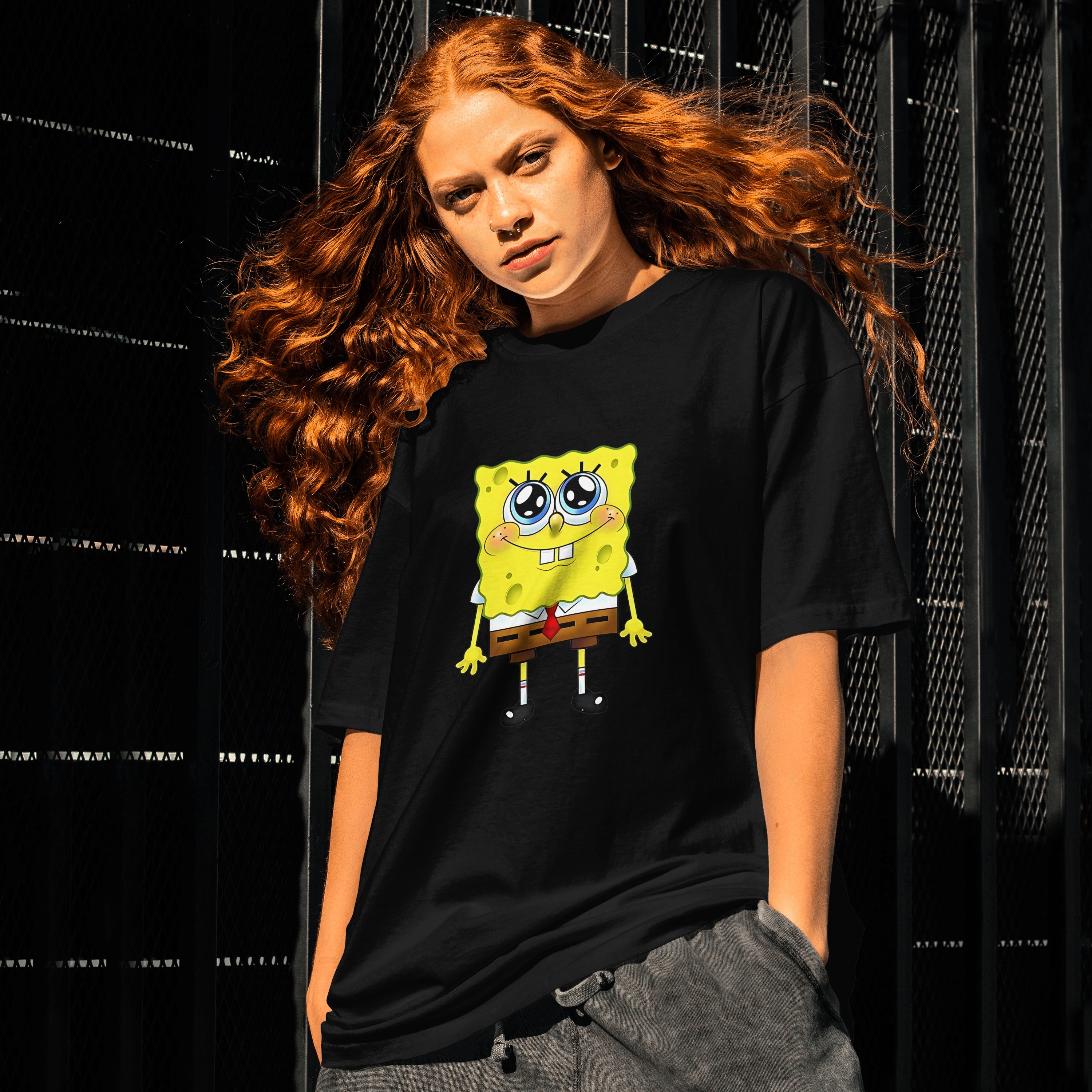 SpongeBob : Unisex Limited Edition Oversized Graphic Printed T-Shirt