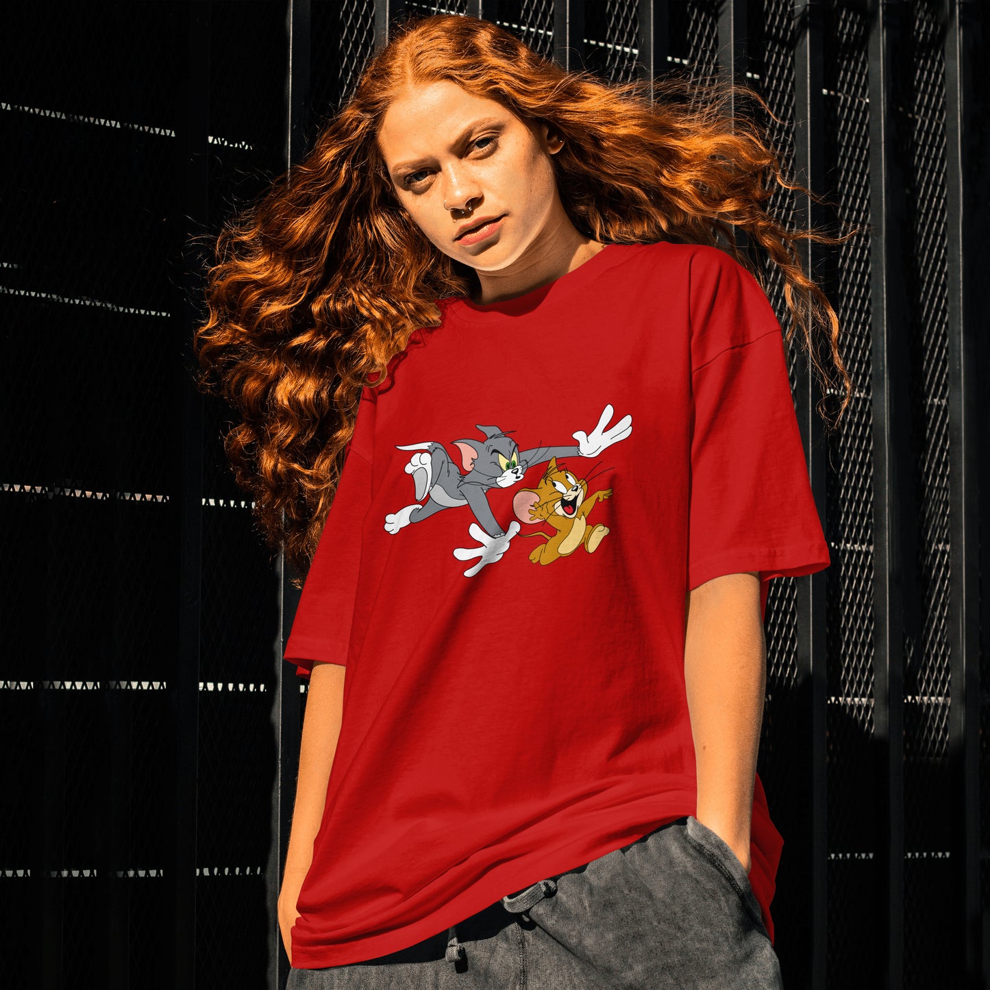 Tom and Jerry : Chase Graphic Printed Oversized T-shirt For Women