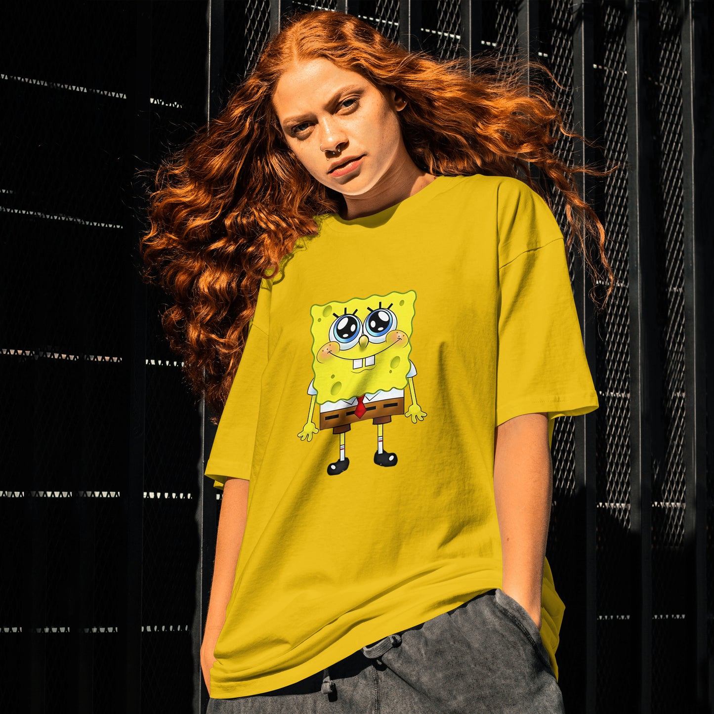SpongeBob : Unisex Limited Edition Oversized Graphic Printed T-Shirt