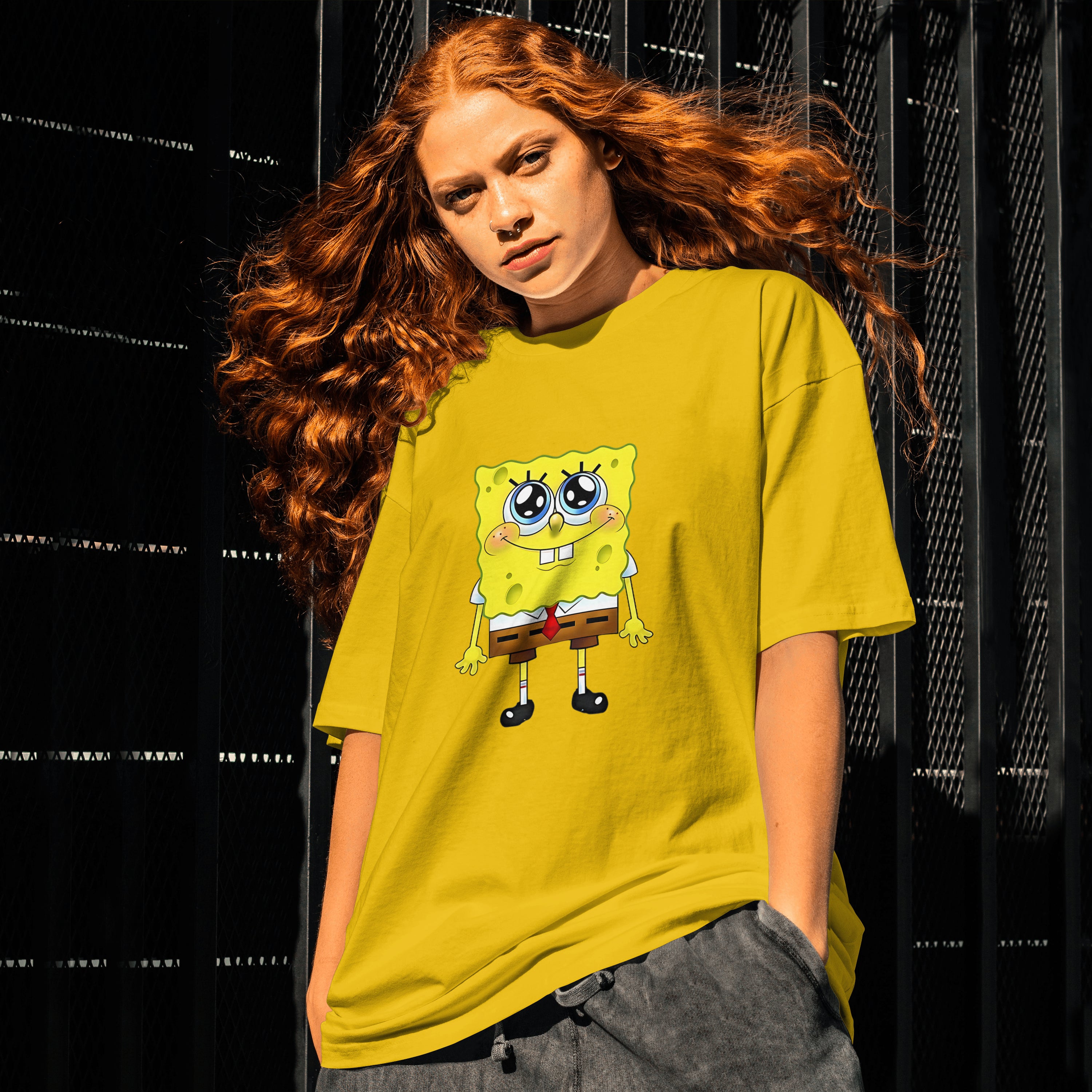 SpongeBob : Unisex Limited Edition Oversized Graphic Printed T-Shirt