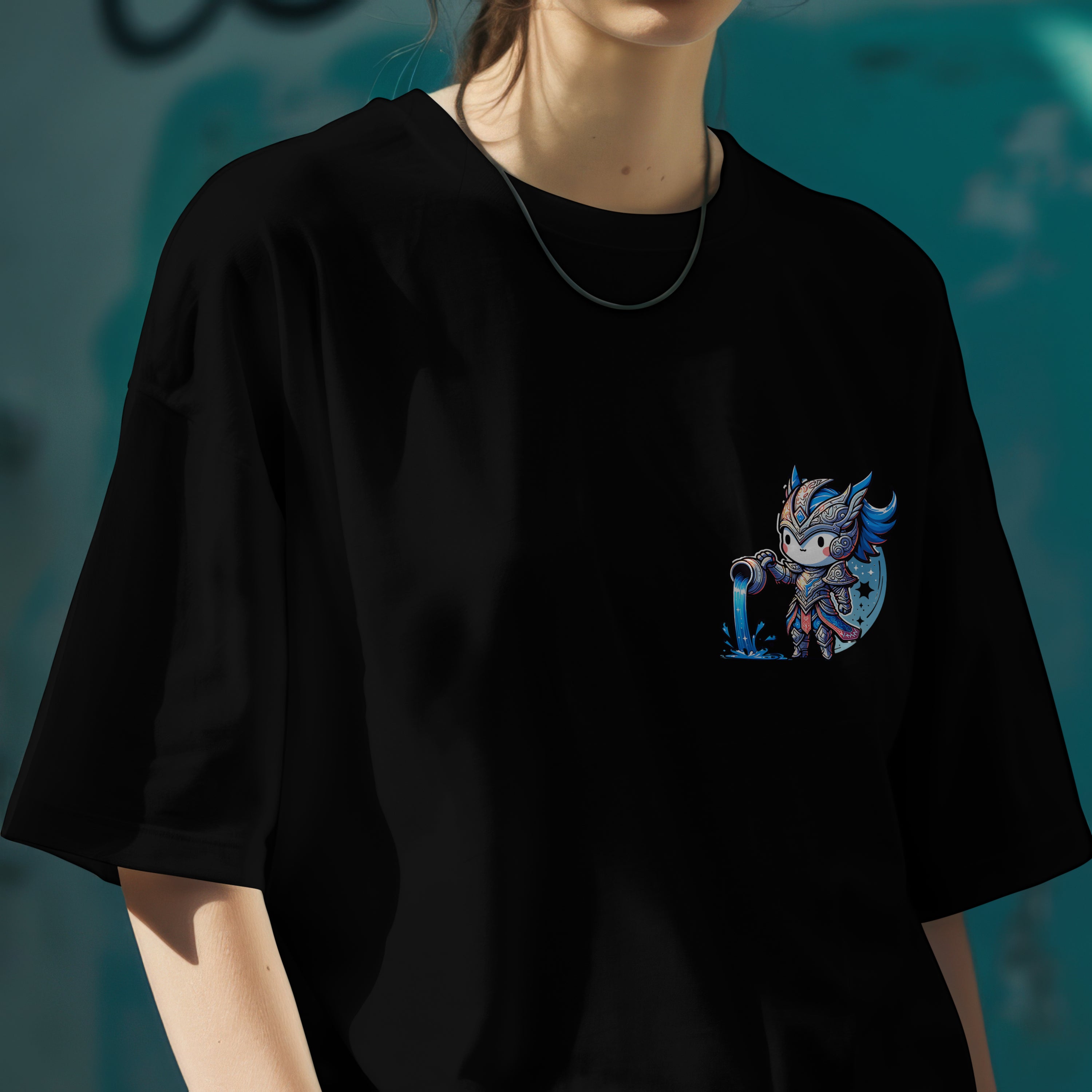 Aquarius Zodiac Tee : Oversized T-Shirt for Women