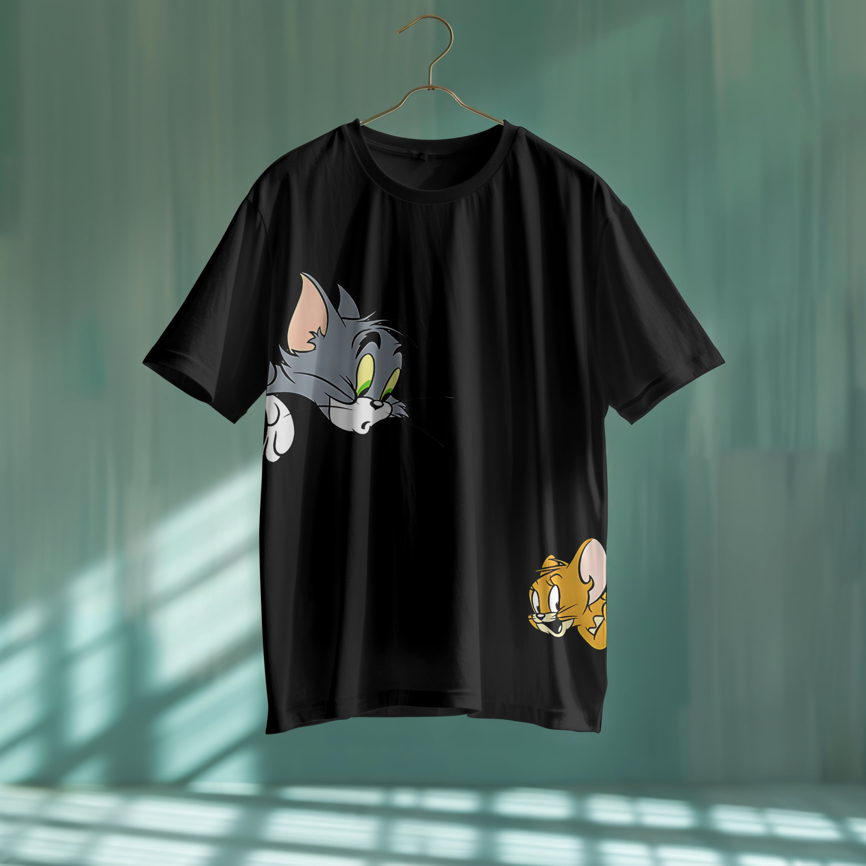 Tom and Jerry : unisex Limited Edition Hiding Graphic Printed Oversized T-shirt