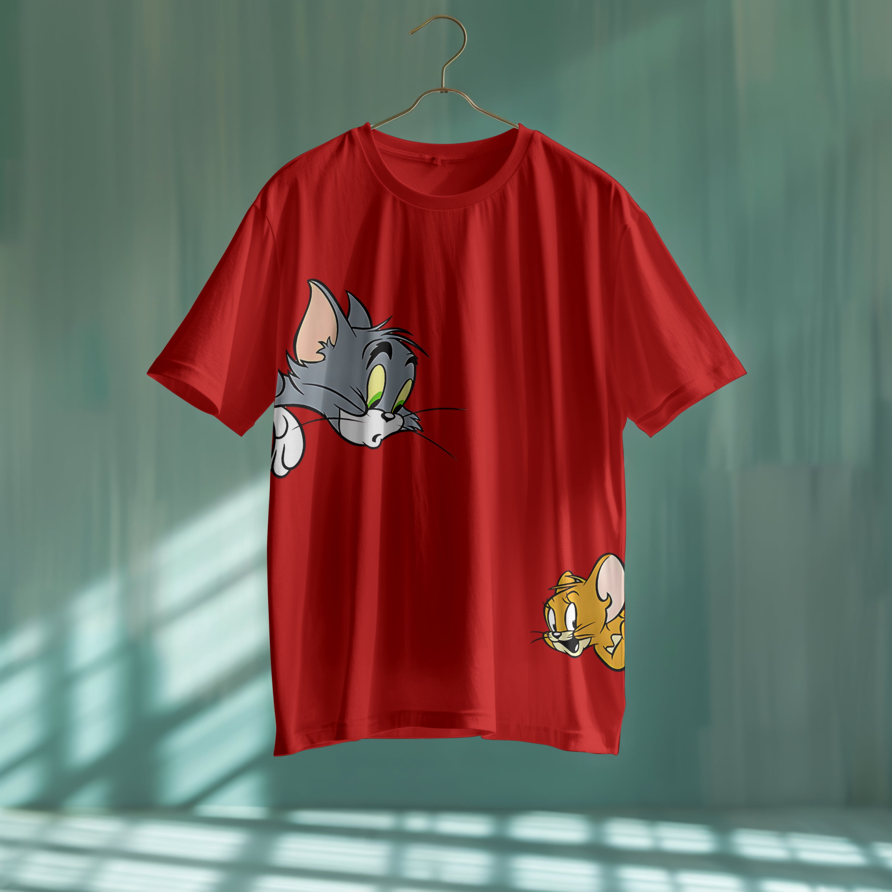Tom and Jerry : unisex Limited Edition Hiding Graphic Printed Oversized T-shirt