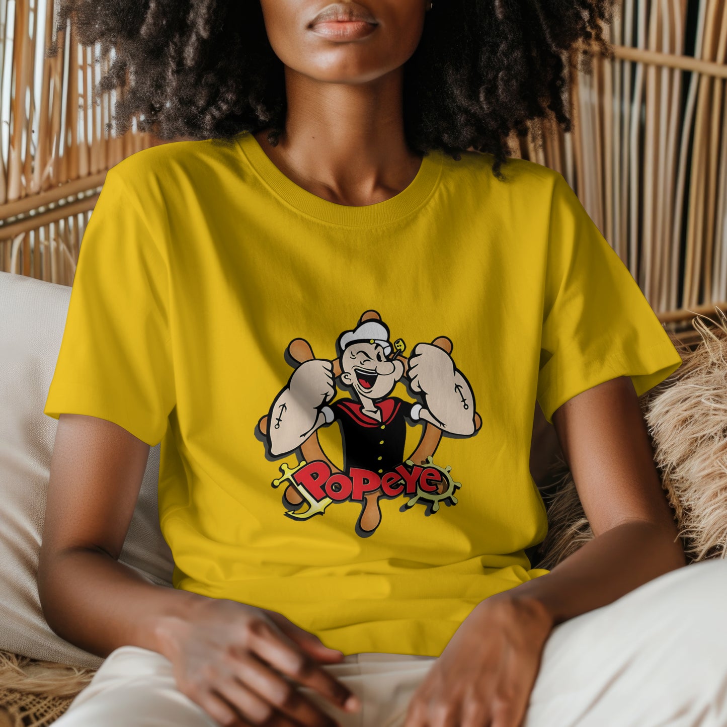 Popeye - Oversized Graphic Printed T-Shirt for Women