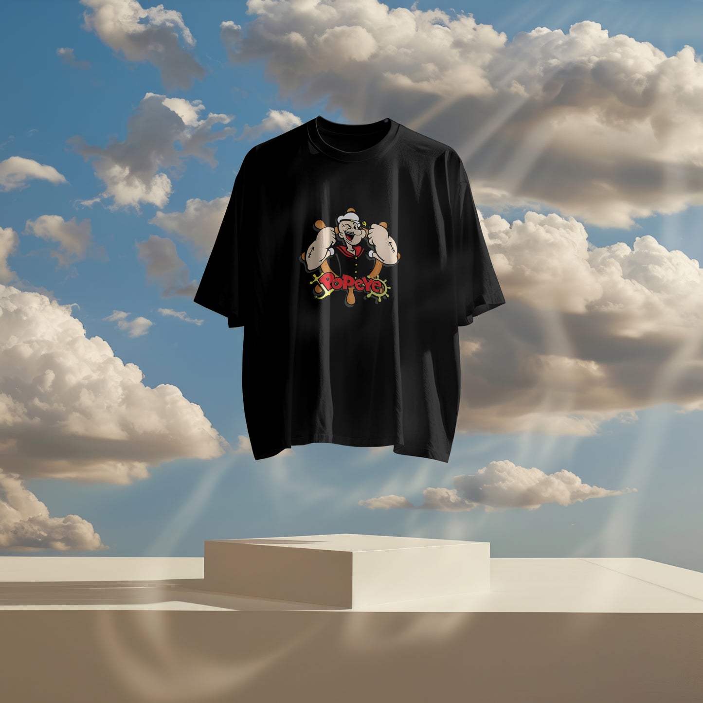 Popeye - Oversized Graphic Printed T-Shirt for Men