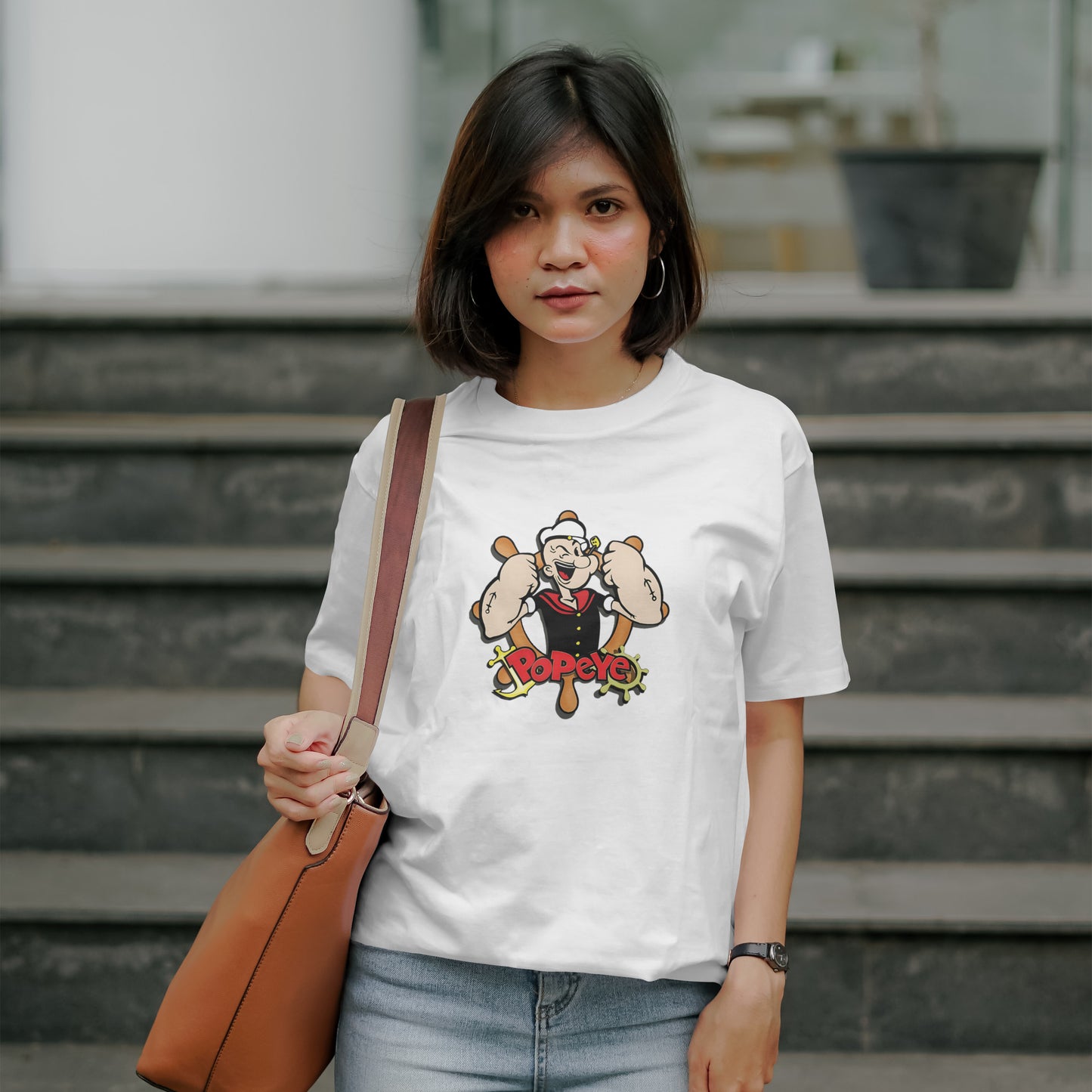 Popeye - Oversized Graphic Printed T-Shirt for Women