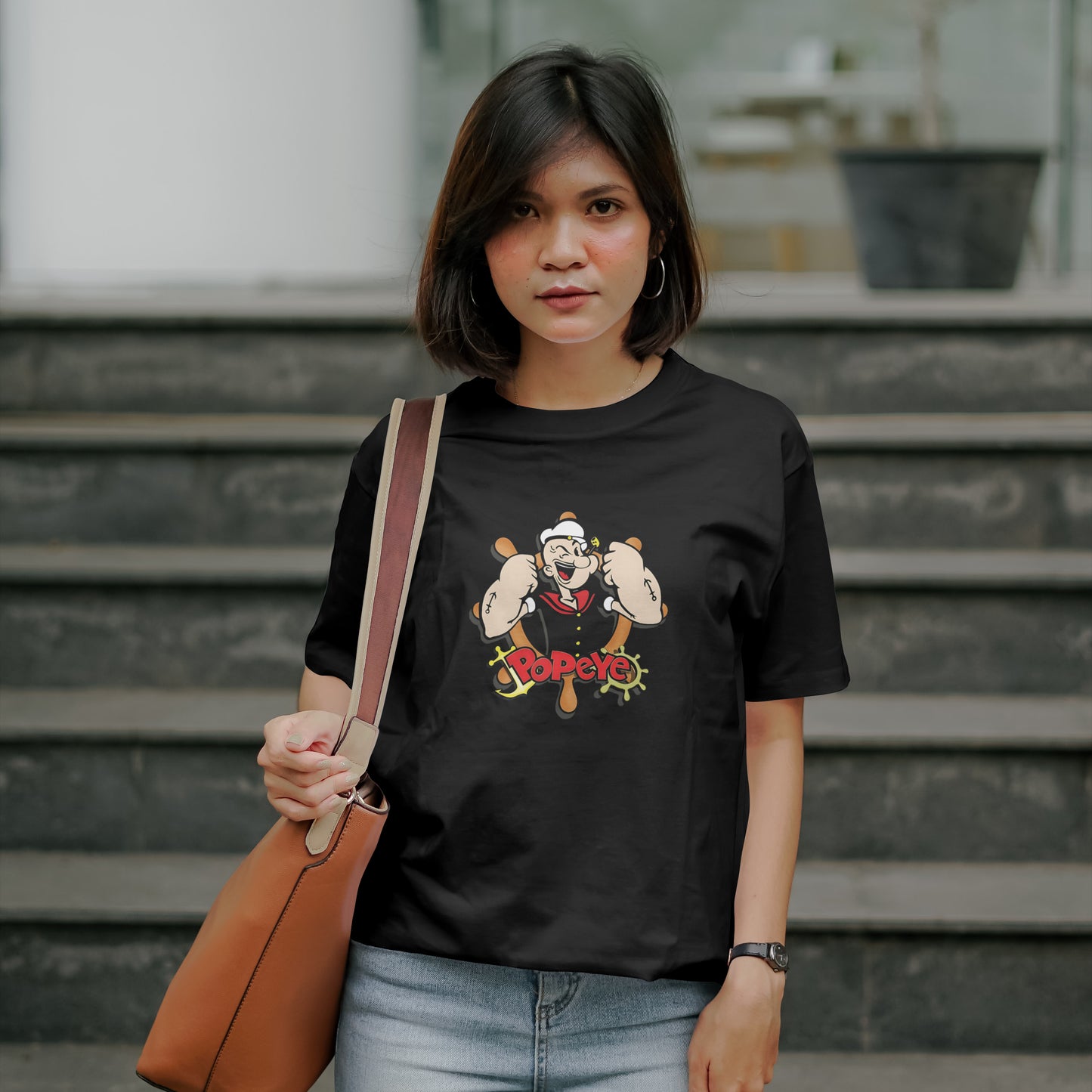Popeye - Oversized Graphic Printed T-Shirt for Women