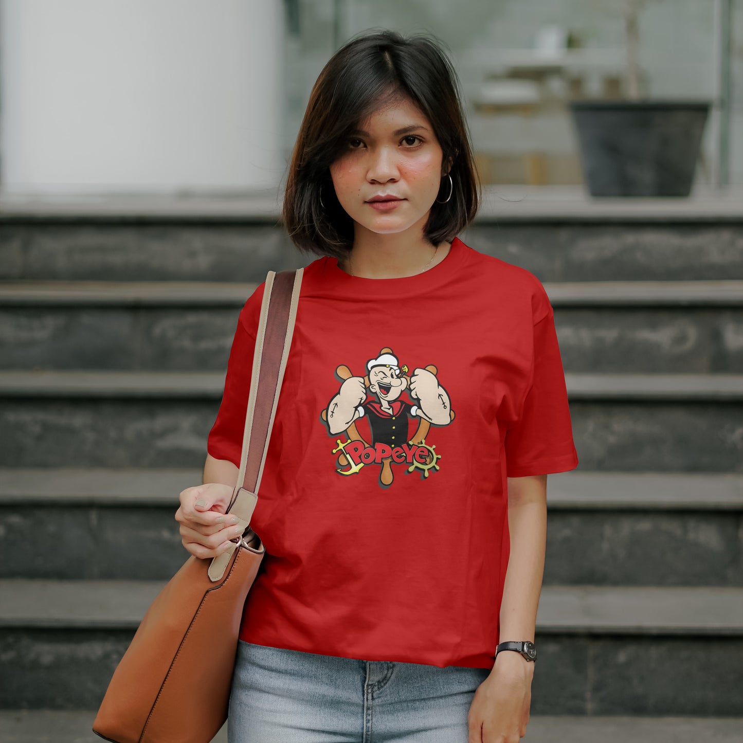 Popeye - Oversized Graphic Printed T-Shirt for Women