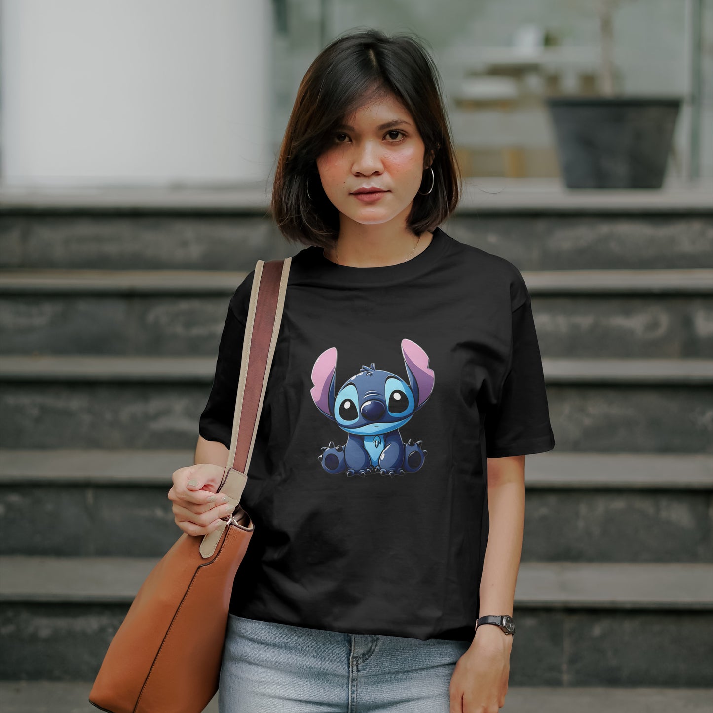 Stitch - Oversized Graphic Printed T-Shirt for Women