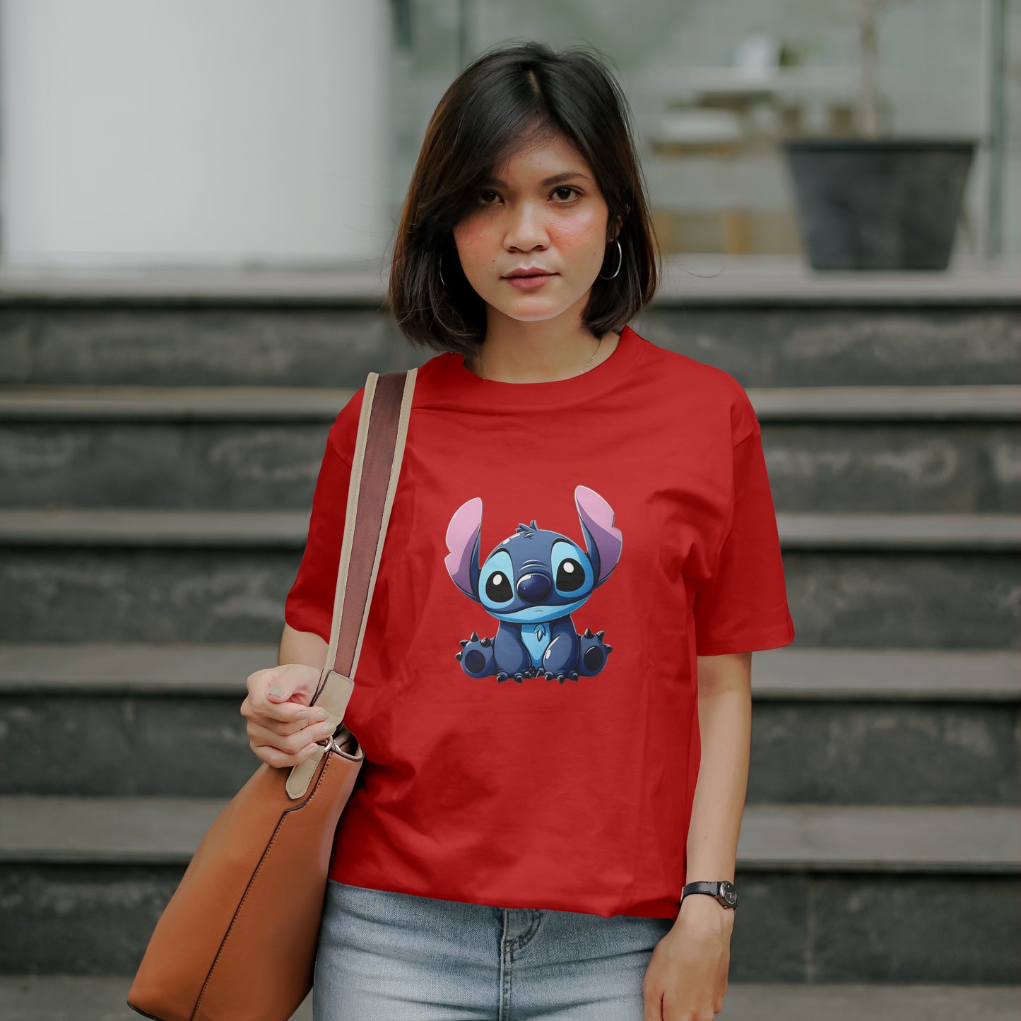Stitch - Oversized Graphic Printed T-Shirt for Women