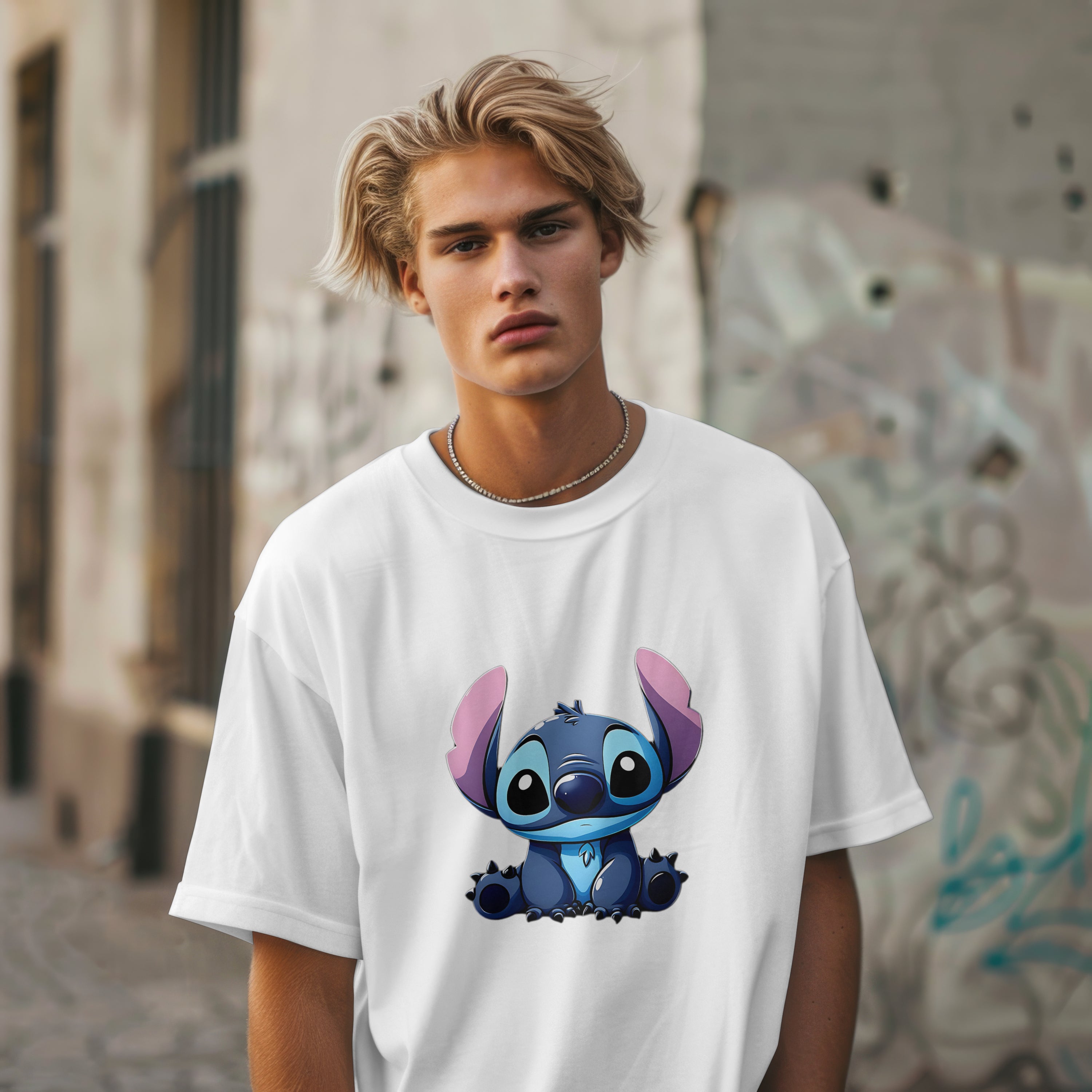 Stitch - Oversized Graphic Printed T-Shirt for Men