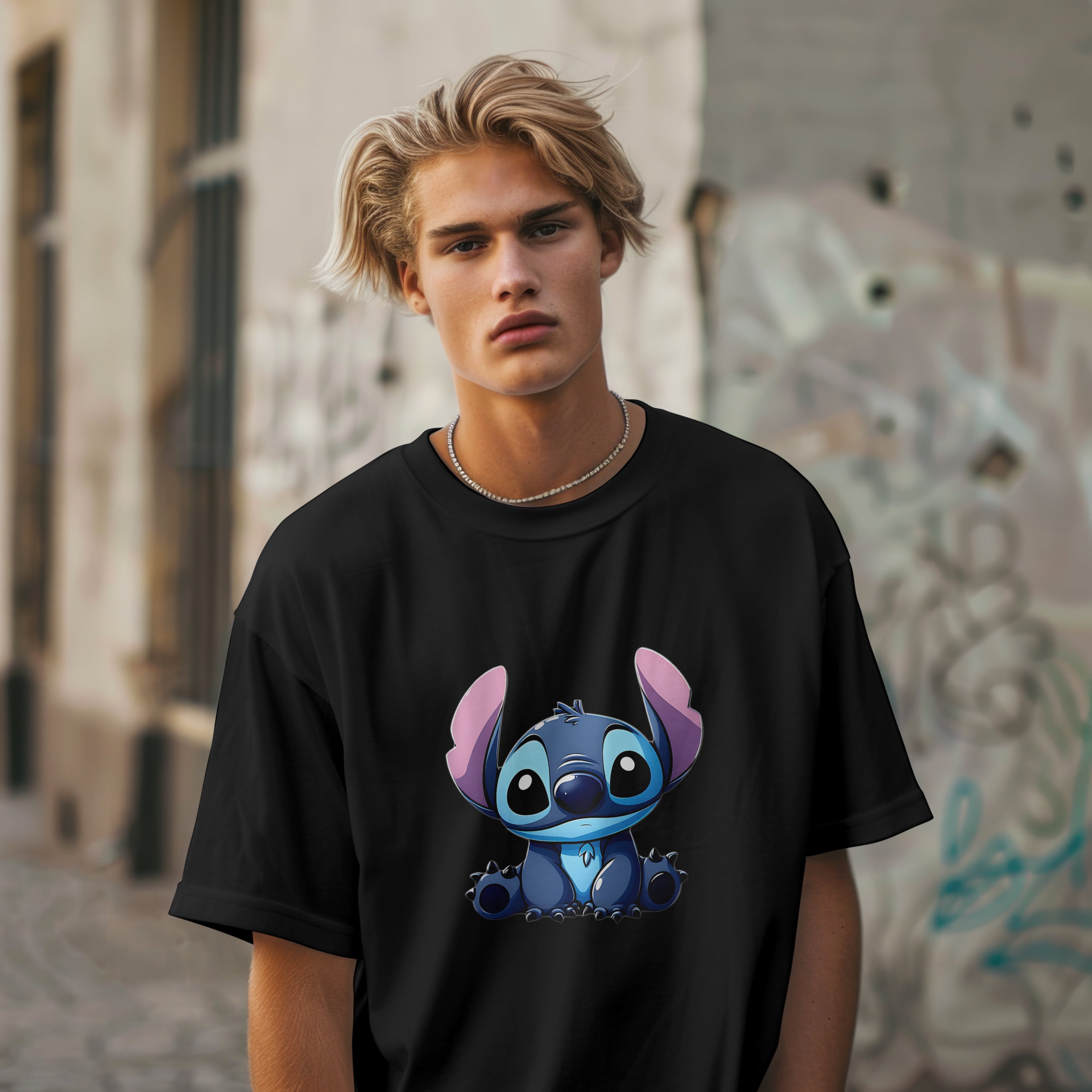 Stitch - Oversized Graphic Printed T-Shirt for Men