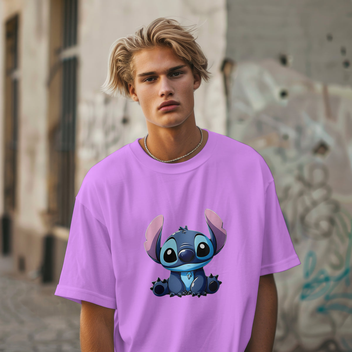 Stitch - Oversized Graphic Printed T-Shirt for Men