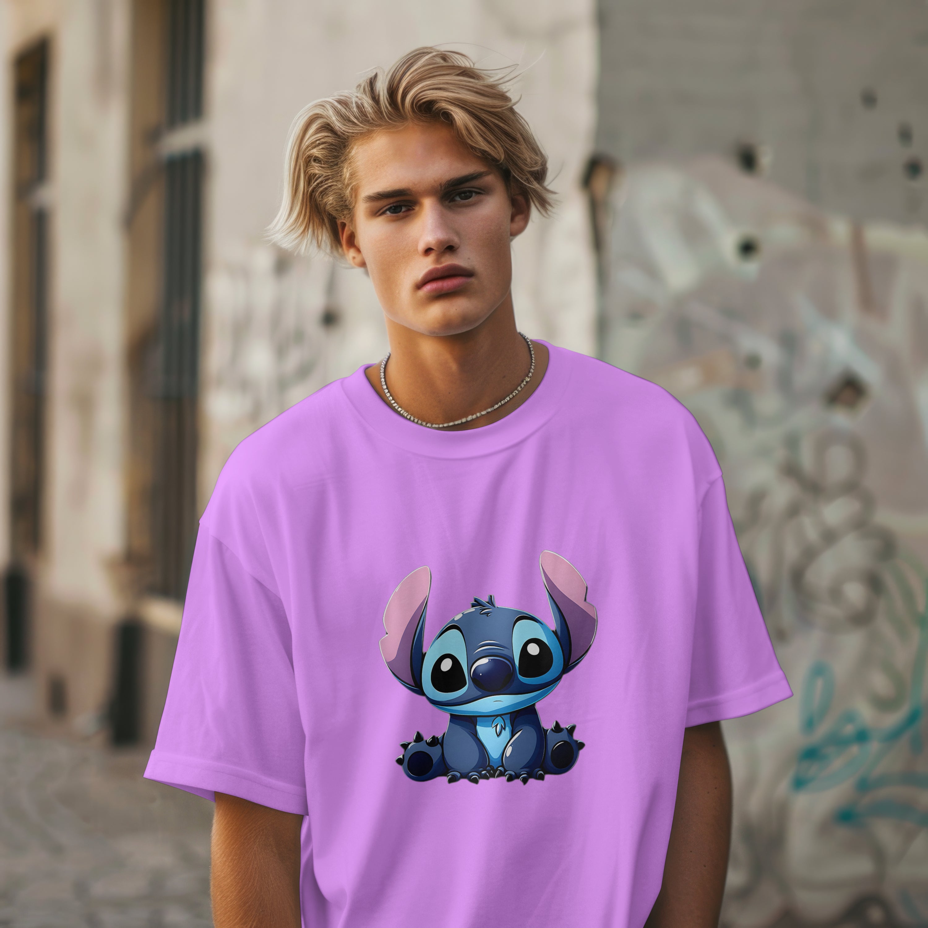 Stitch - Oversized Graphic Printed T-Shirt for Men