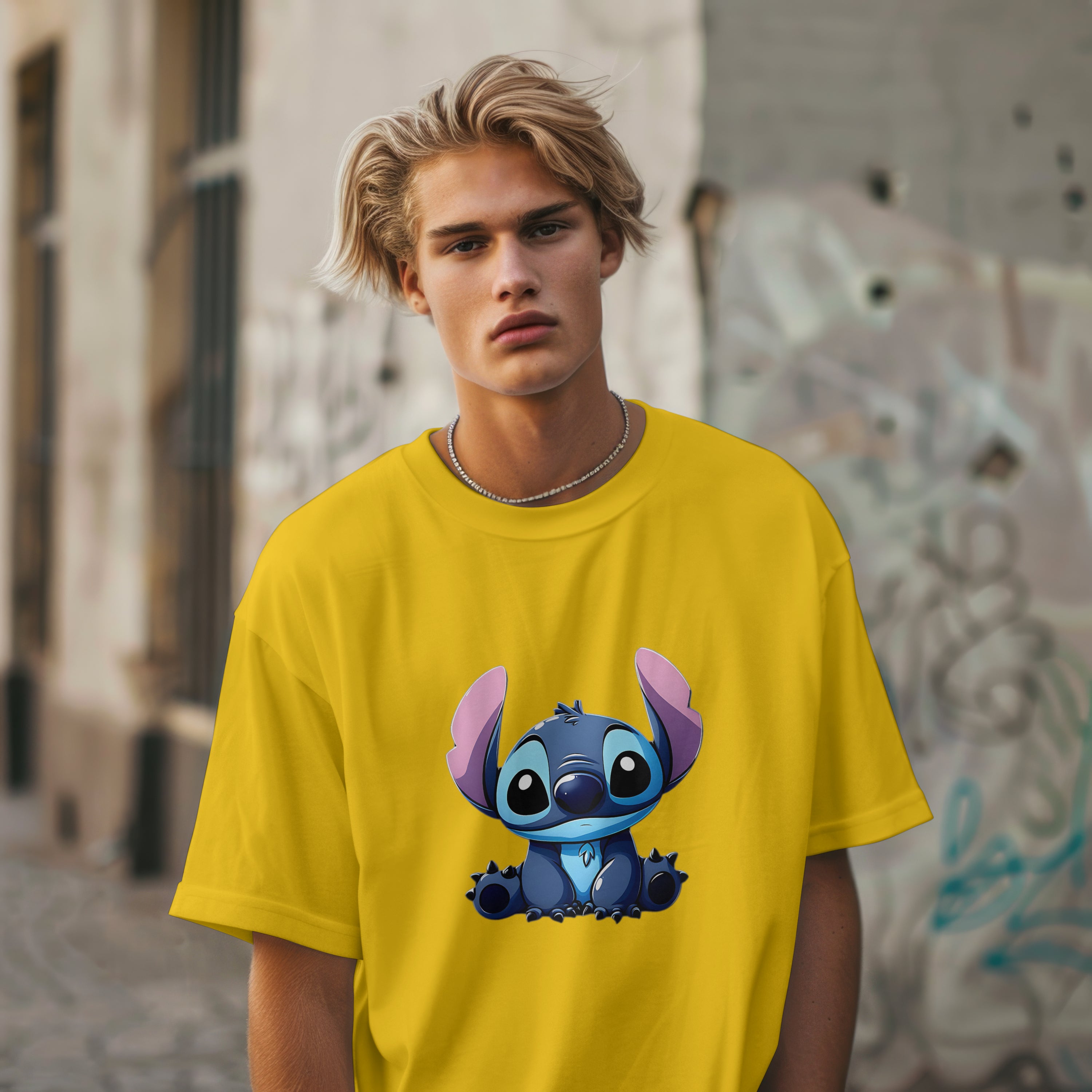 Stitch - Oversized Graphic Printed T-Shirt for Men