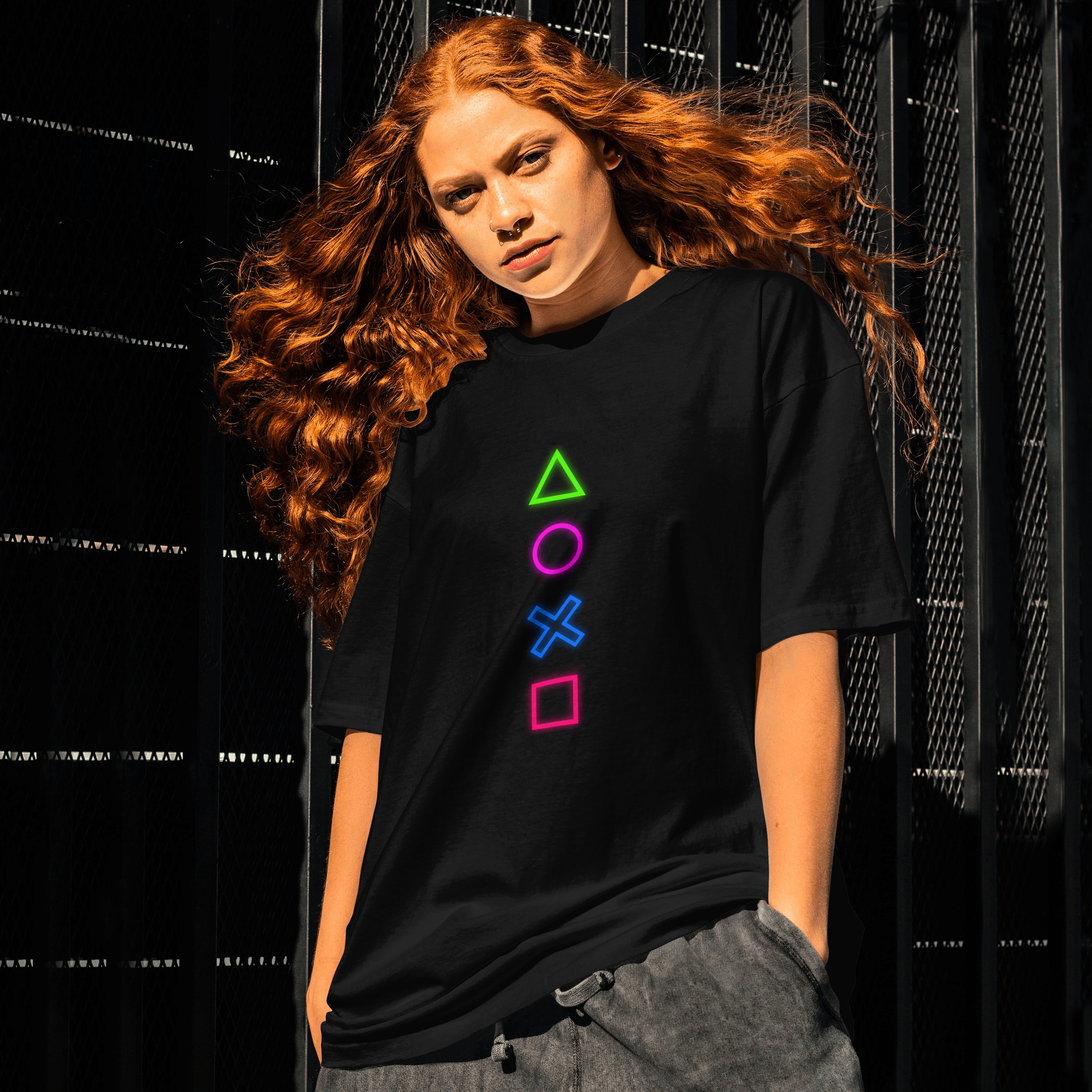 Shapes : Graphic Printed Oversized T-shirt for Women