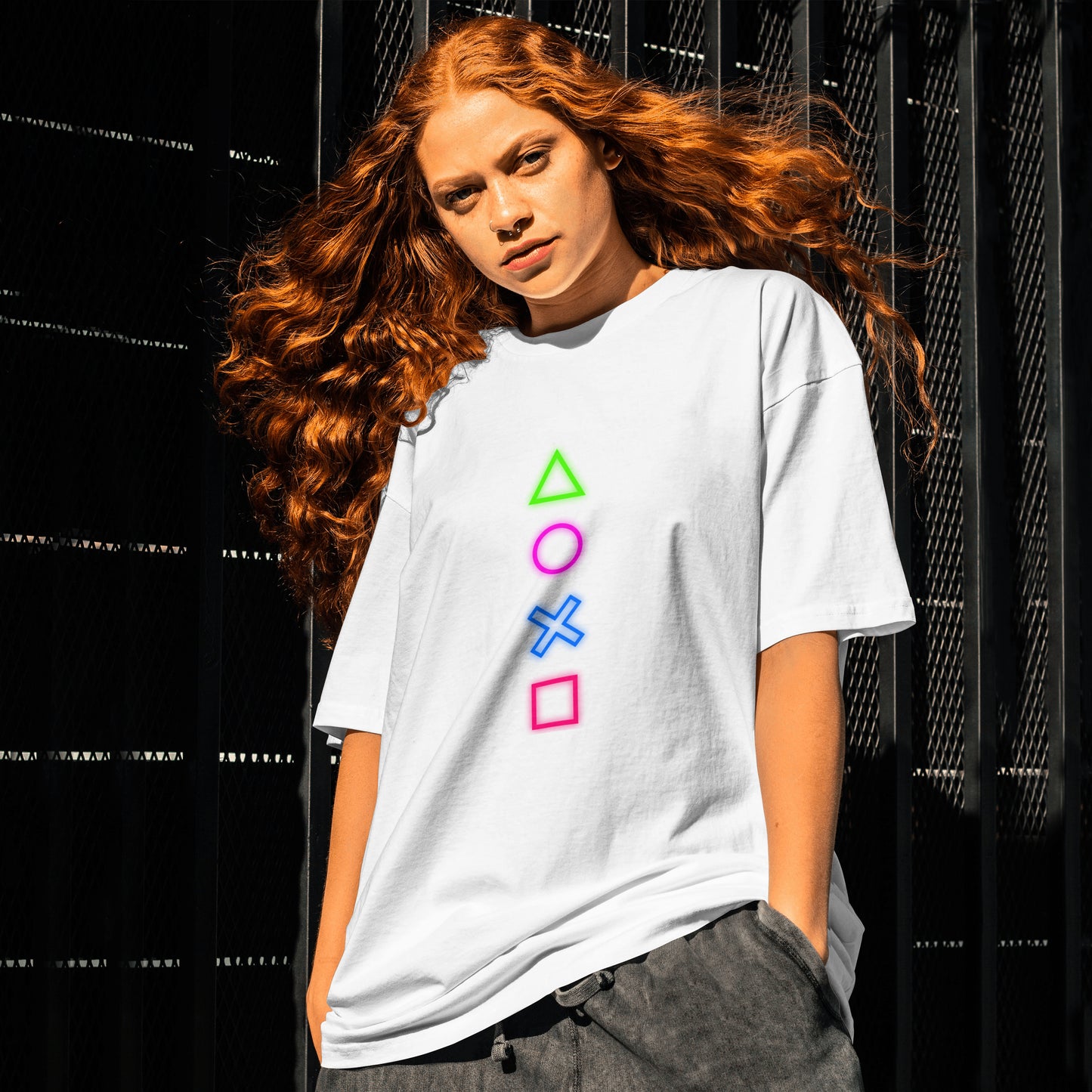 Shapes : Graphic Printed Oversized T-shirt for Women