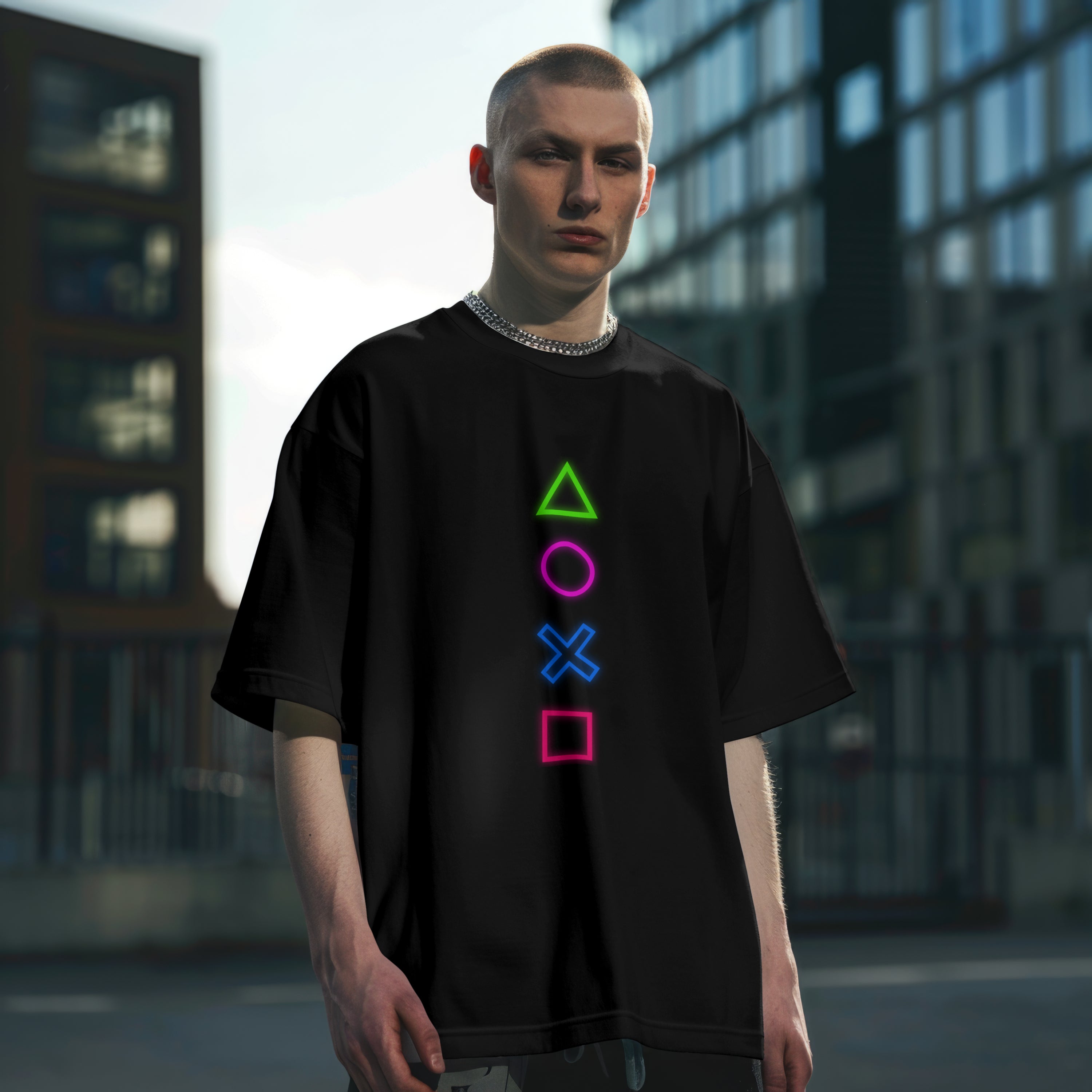 Shapes : Graphic Printed Oversized T-shirt for Men