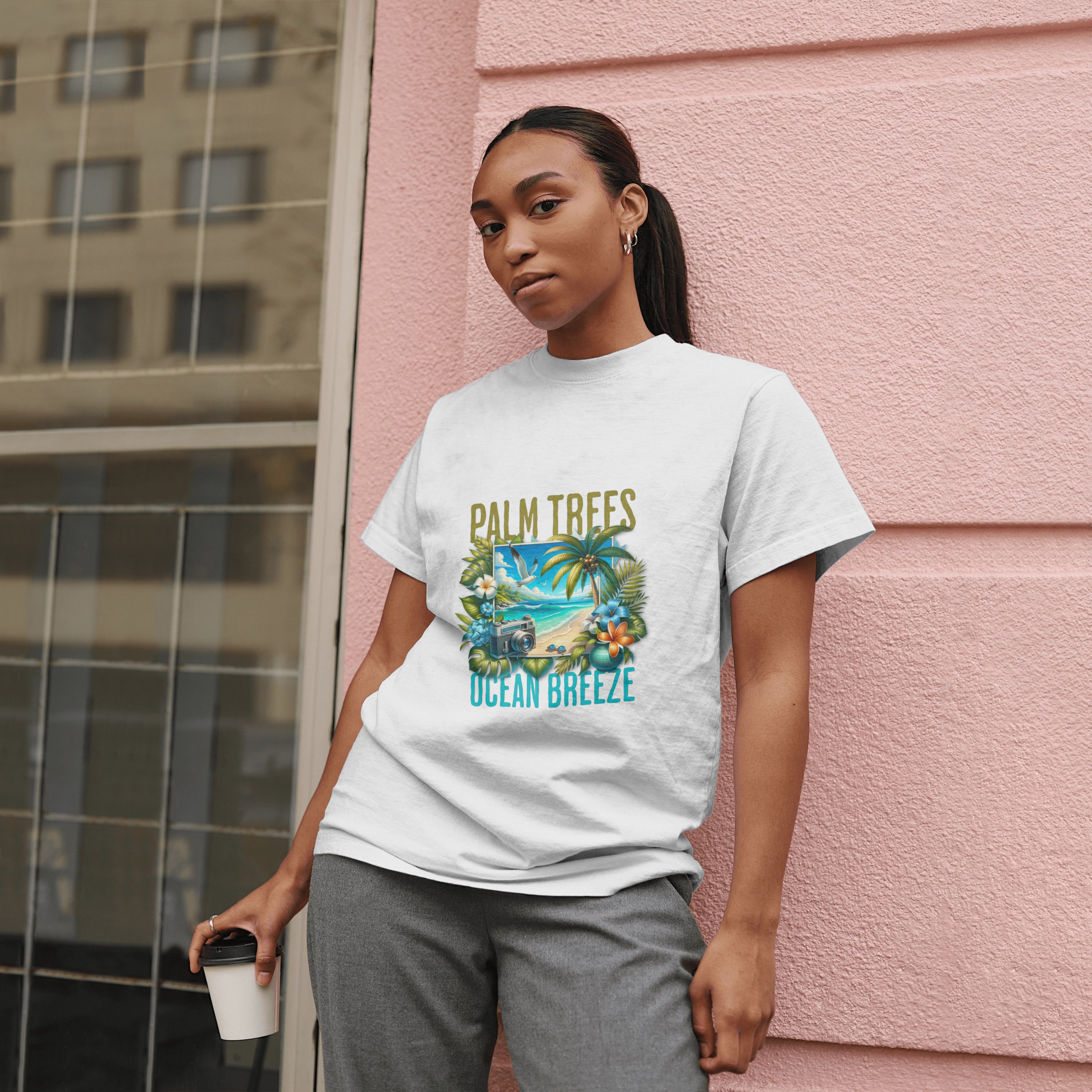 Beach - Light Weight Graphic Regular Fit T-Shirt For Women