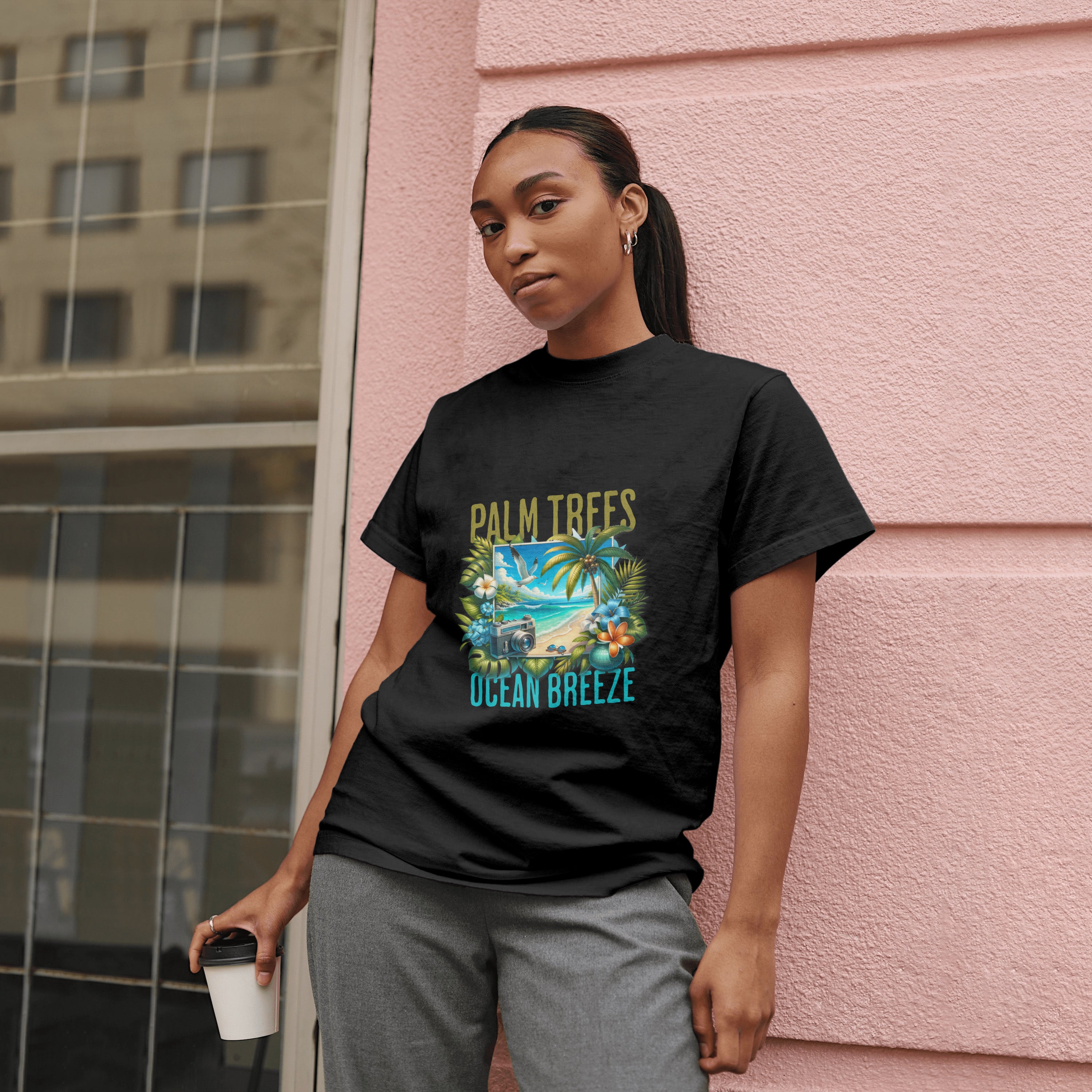 Beach - Light Weight Graphic Regular Fit T-Shirt For Women
