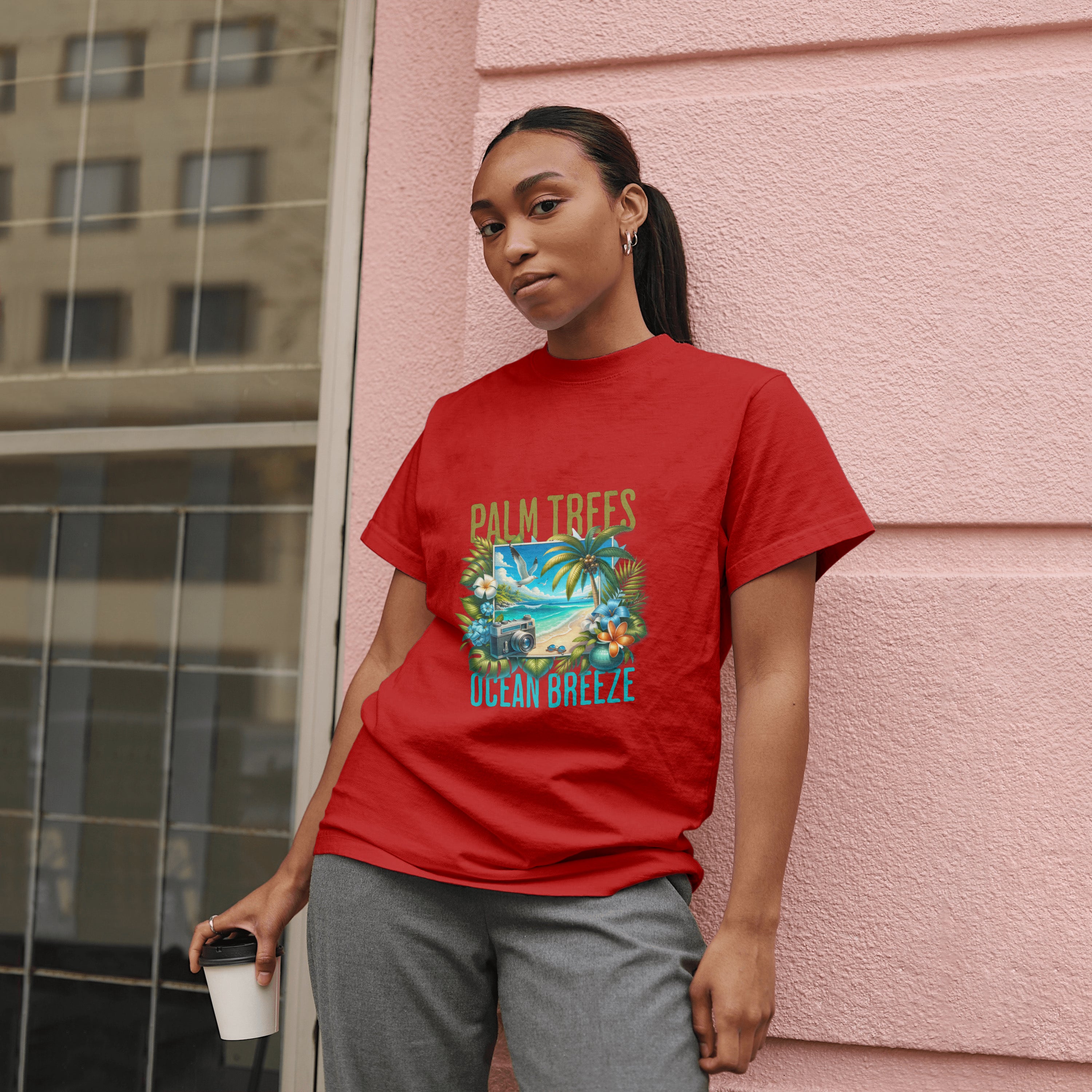 Beach - Light Weight Graphic Regular Fit T-Shirt For Women