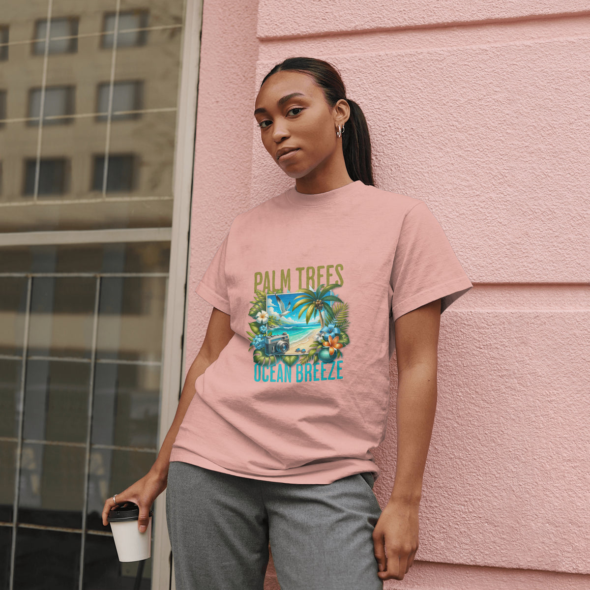 Beach - Light Weight Graphic Regular Fit T-Shirt For Women