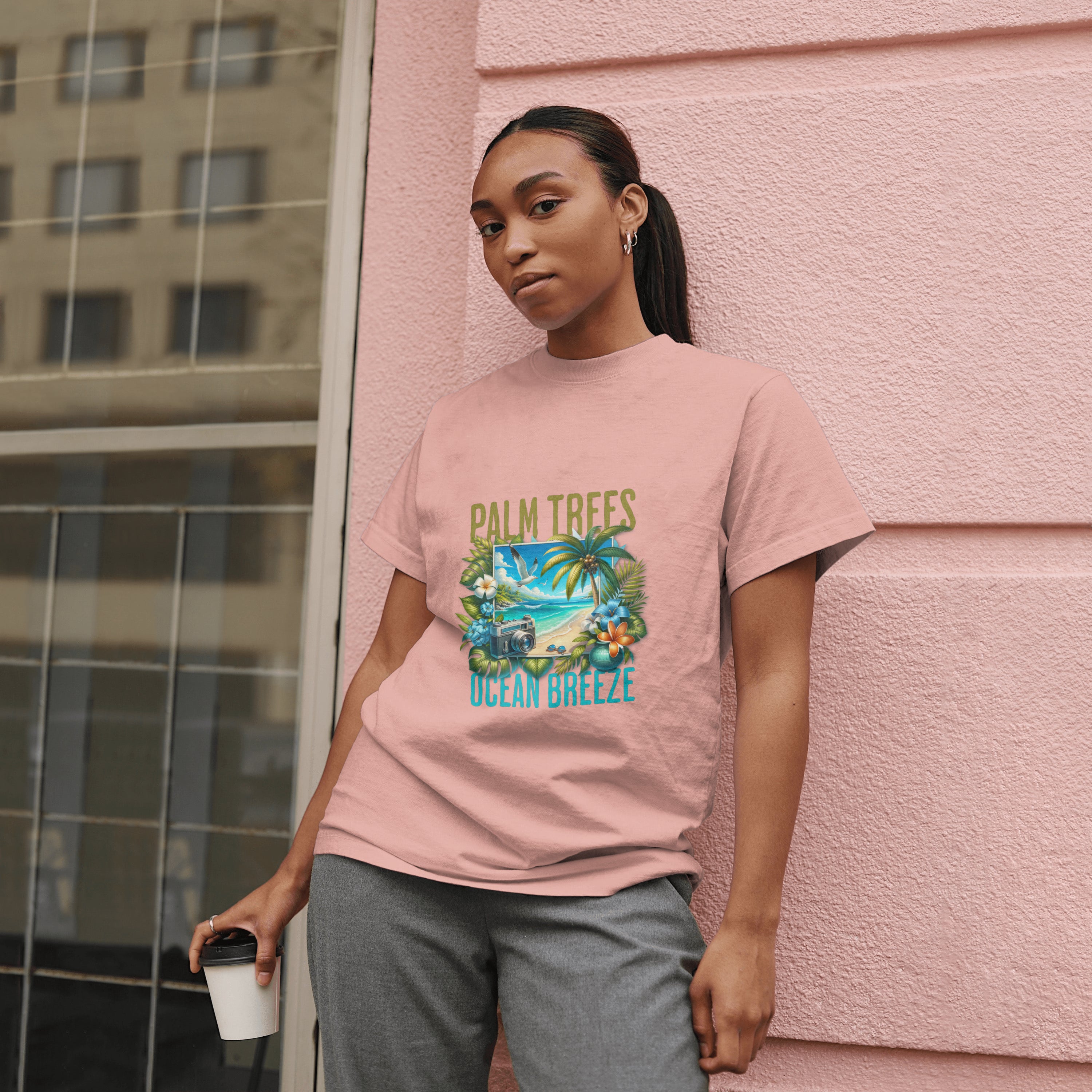 Beach - Light Weight Graphic Regular Fit T-Shirt For Women
