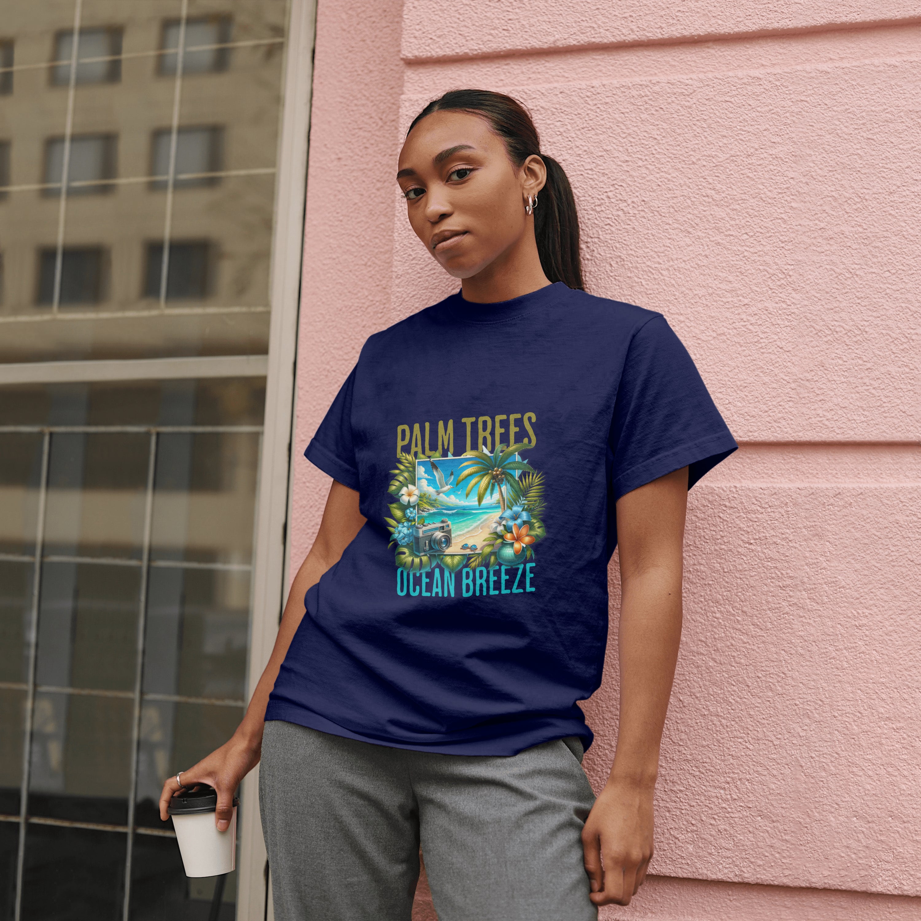 Beach - Light Weight Graphic Regular Fit T-Shirt For Women