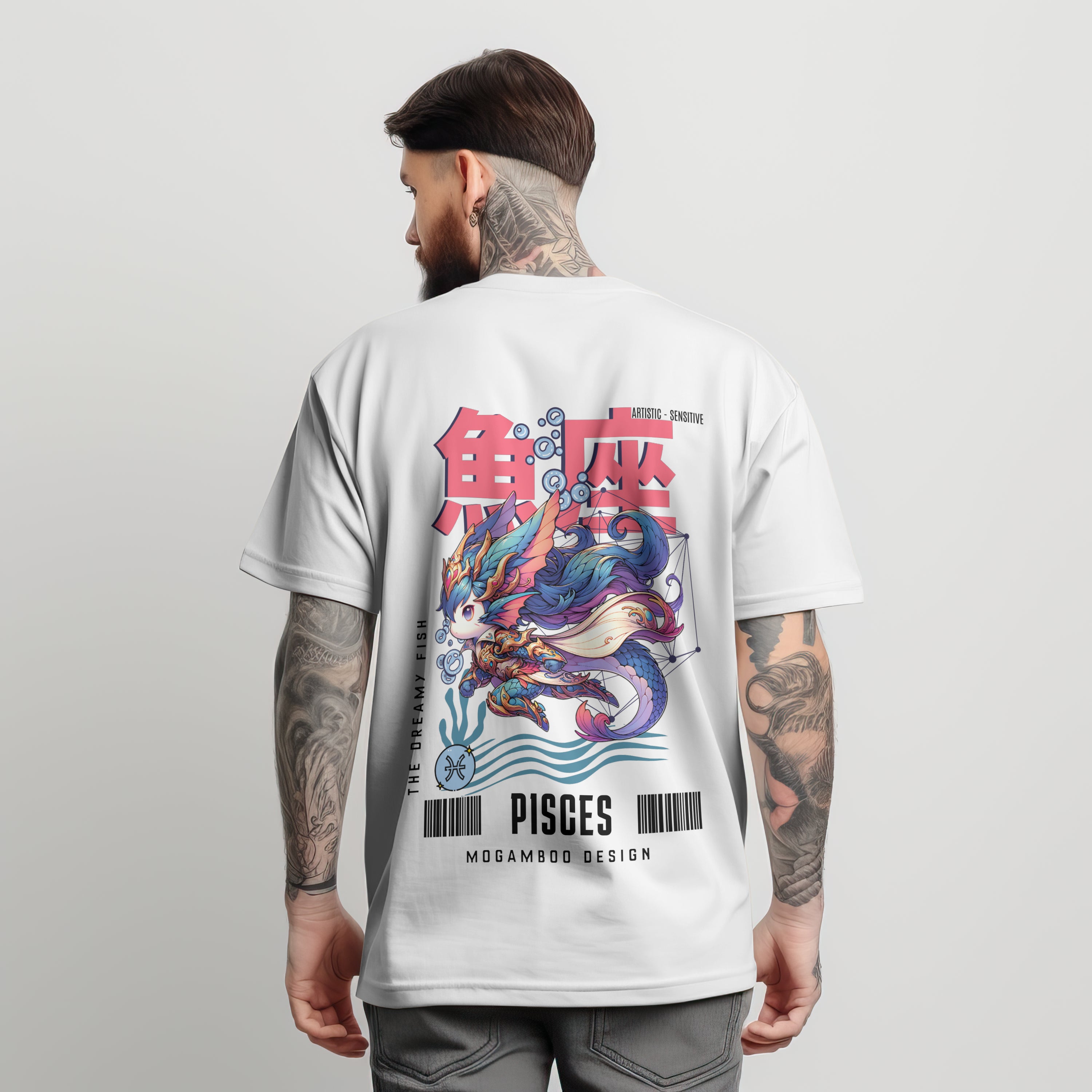 Pisces Zodiac Tee :  Oversized T-Shirt for Men